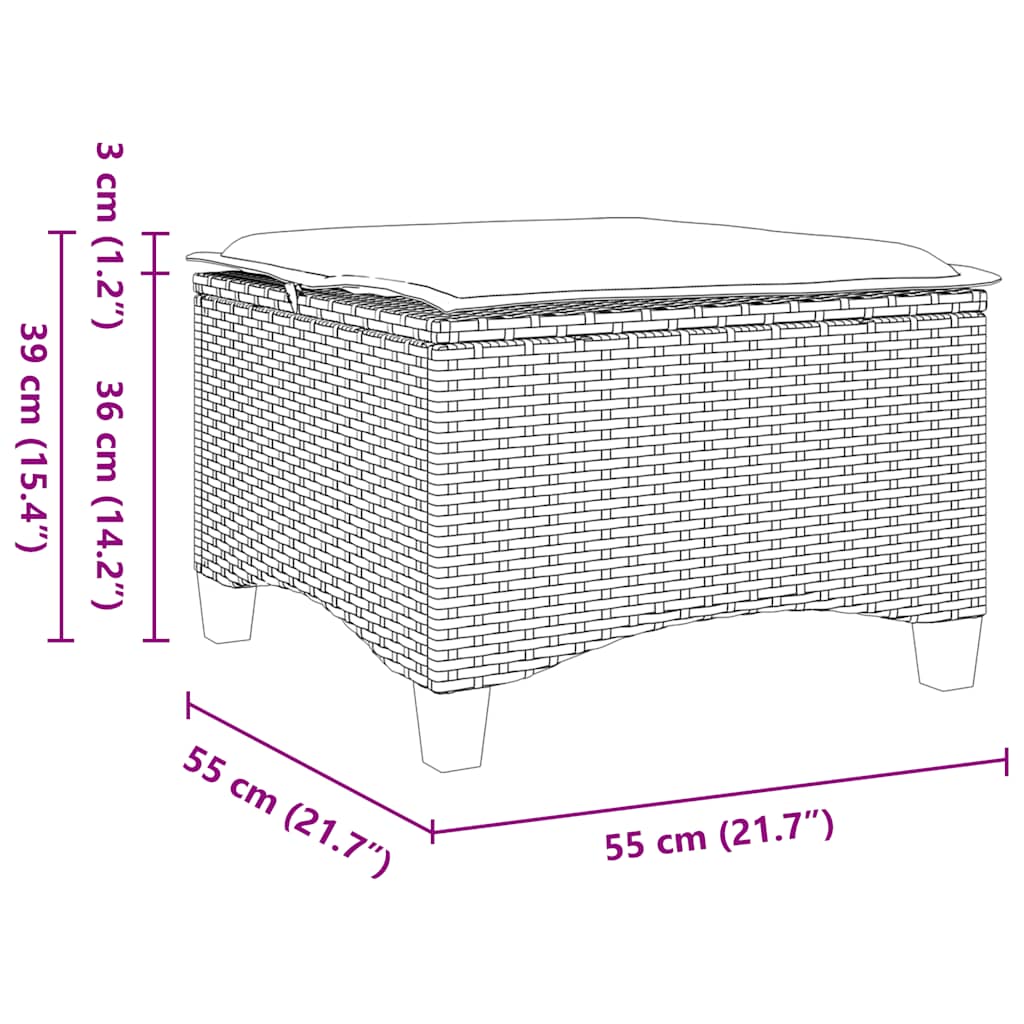 Vrtne stolice s jastucima 2 kom. Crne 55x55x36 cm Poli ratan