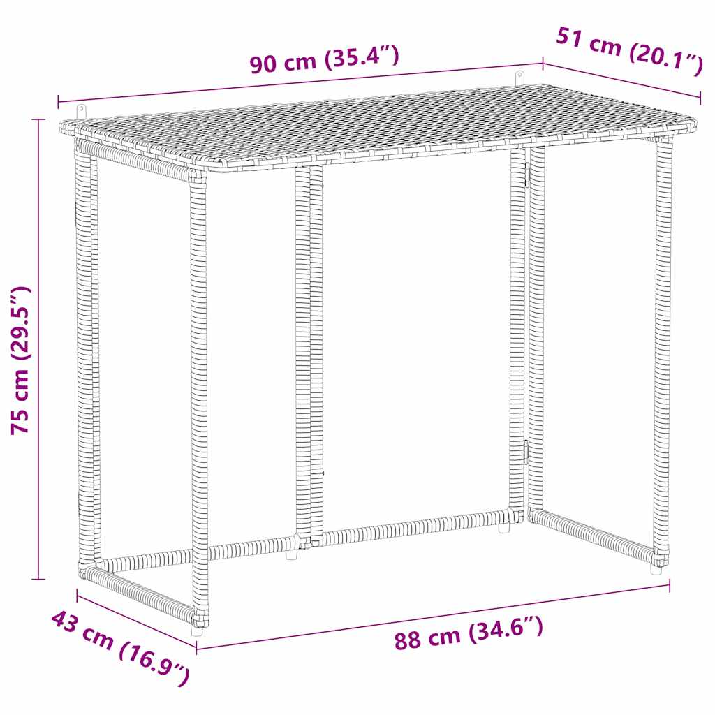 Sklopivi vrtni stol crni 90x51x75 cm poli ratan