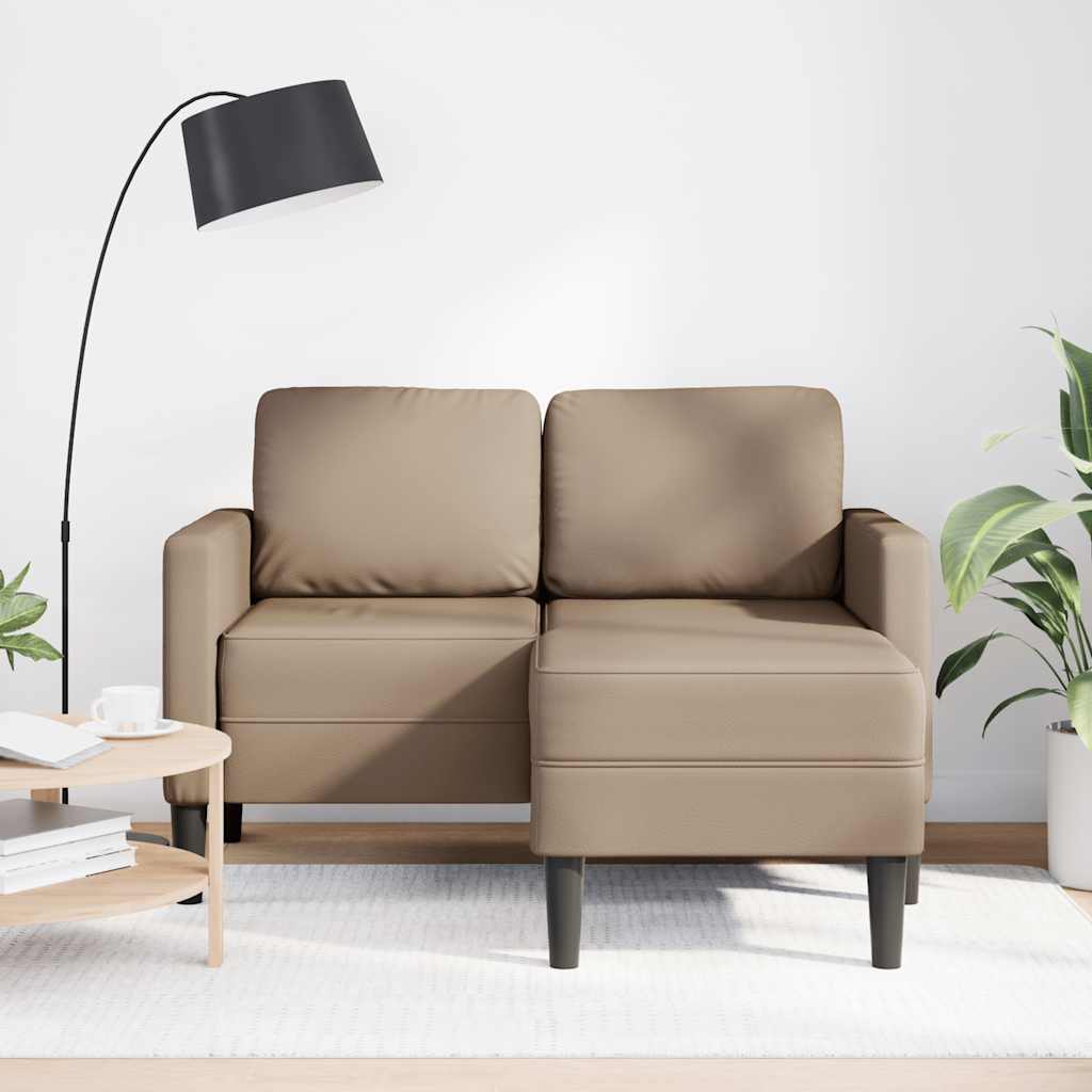 Dvosjed s ležaljkom L-oblikovani Cappuccino 125 cm umjetna koža