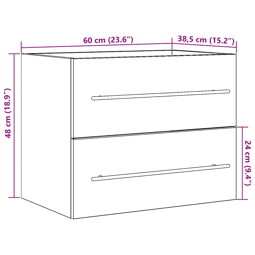 Ormarić za umivaonik u kupaonici Artisan hrast 60x38,5x48 cm Konstruirano drvo