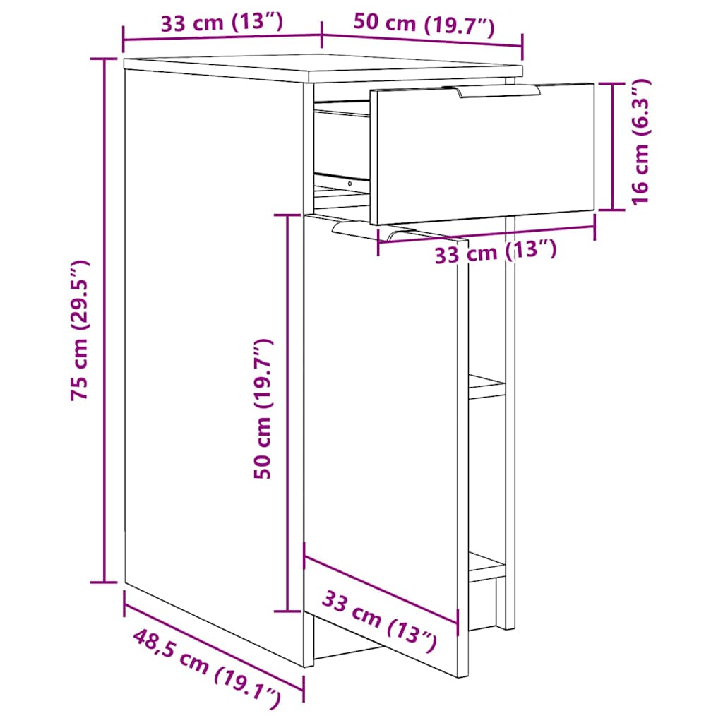 Uredski ormar Crni hrast 33 x 50 x 75 cm Konstruirano drvo
