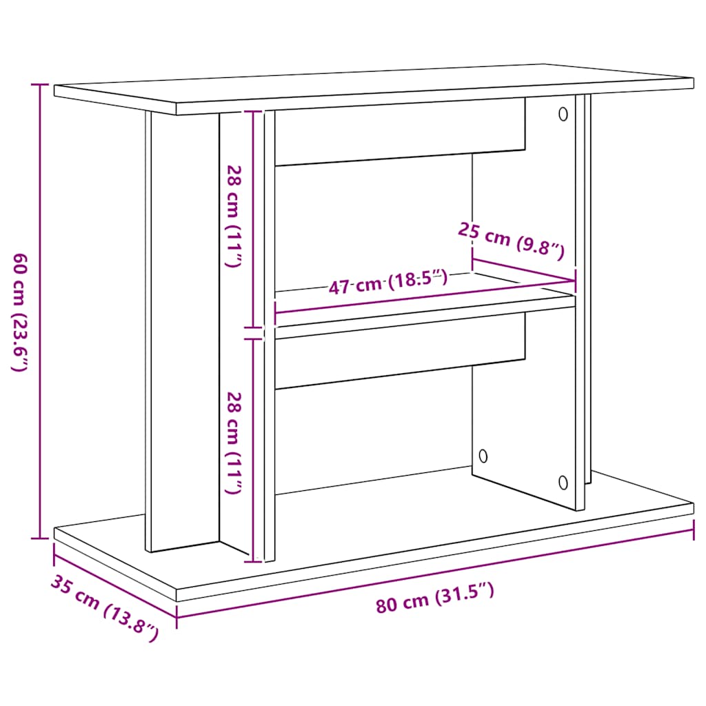 Stalak za akvarij crni hrast 80x35x60 cm konstruirano drvo