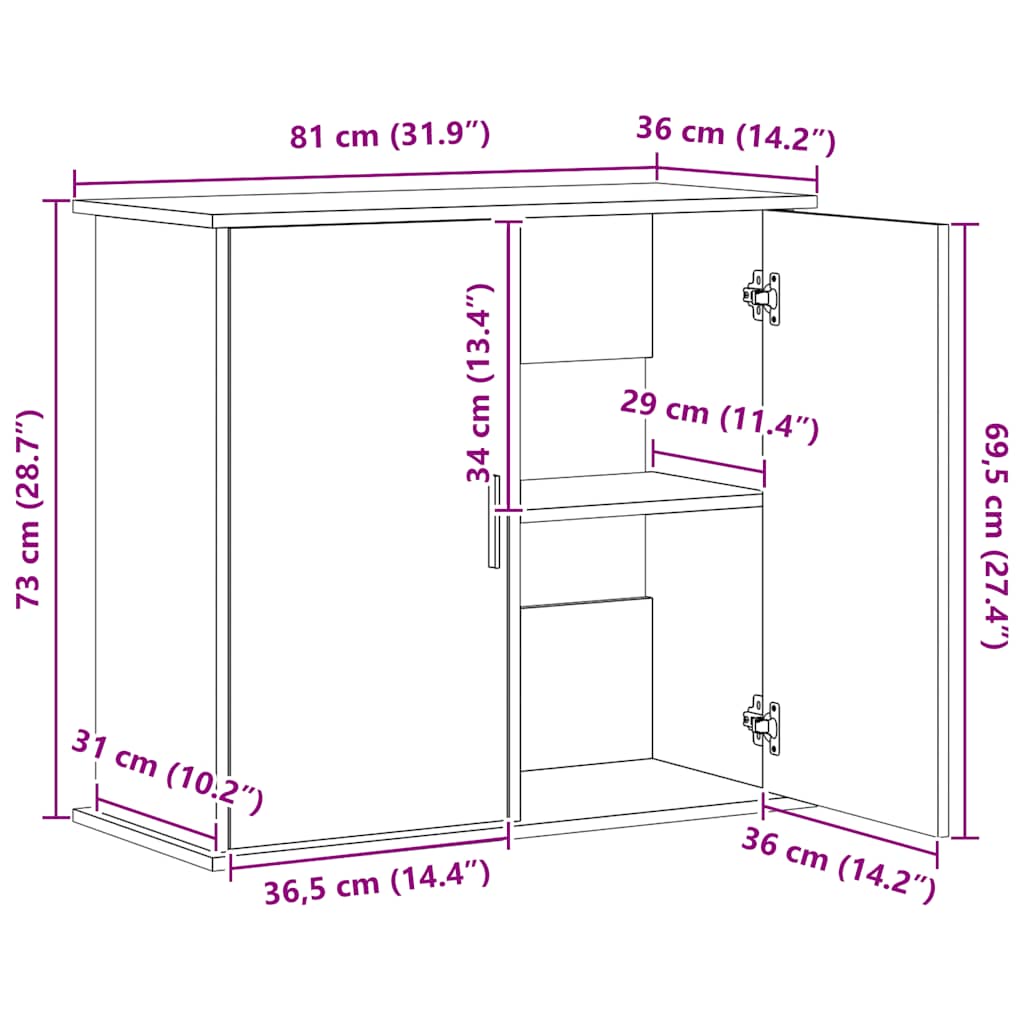 Stalak za akvarij crni hrast 81x36x73 cm Konstruirano drvo