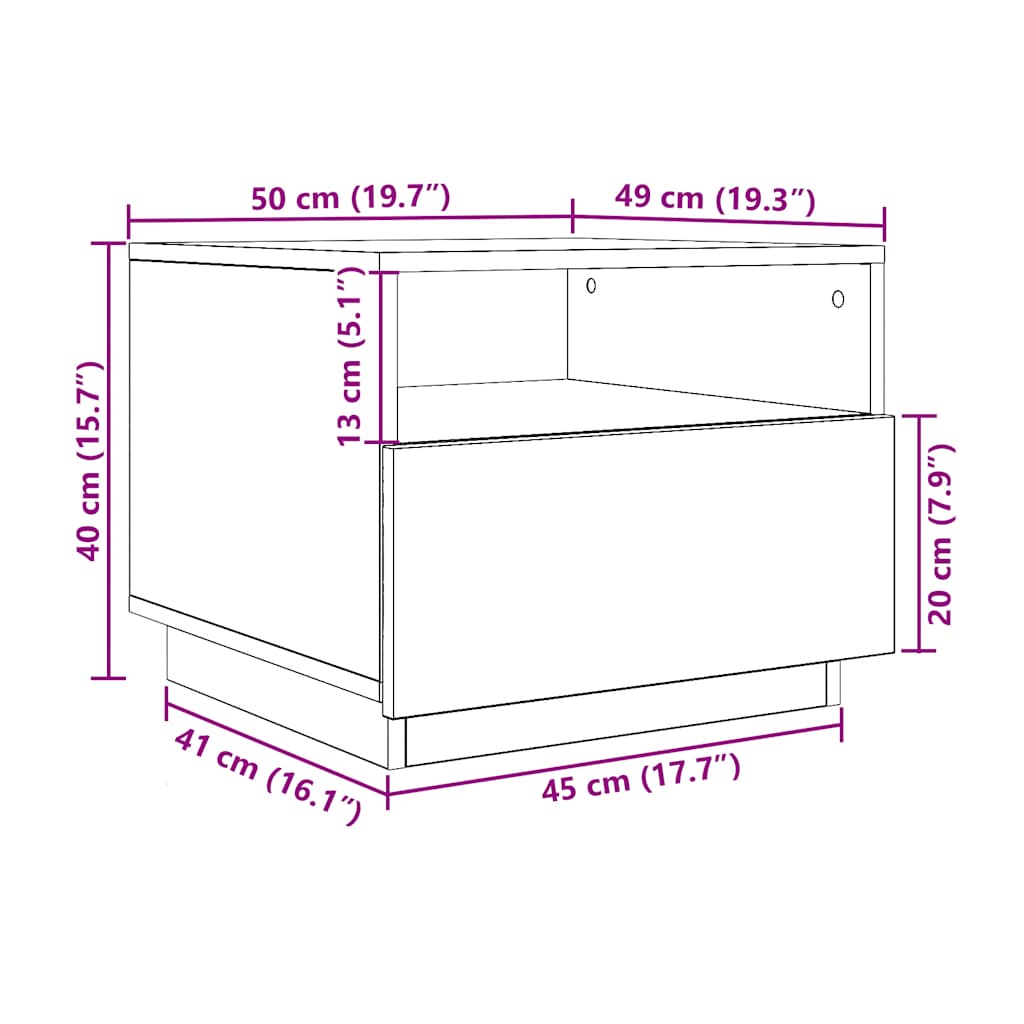 Klub stolić s LED svjetlima crni hrast 50x49x40 cm