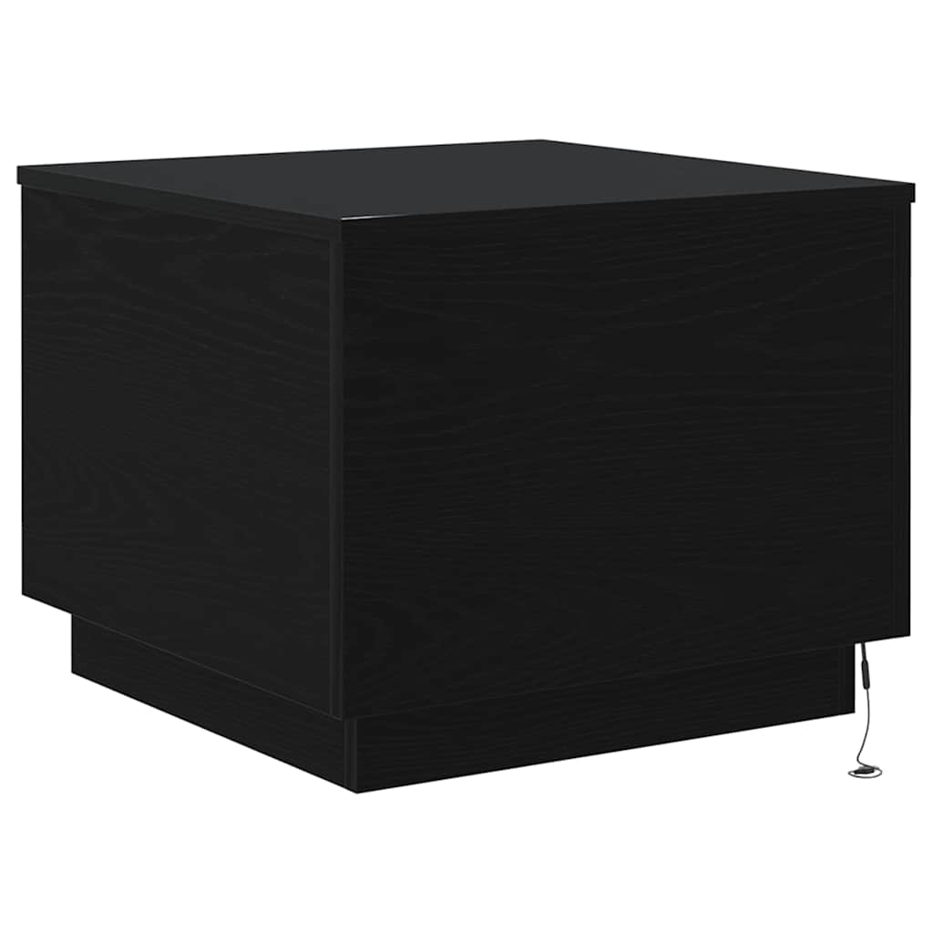 Klub stolić s LED svjetlima crni hrast 50x50x40 cm
