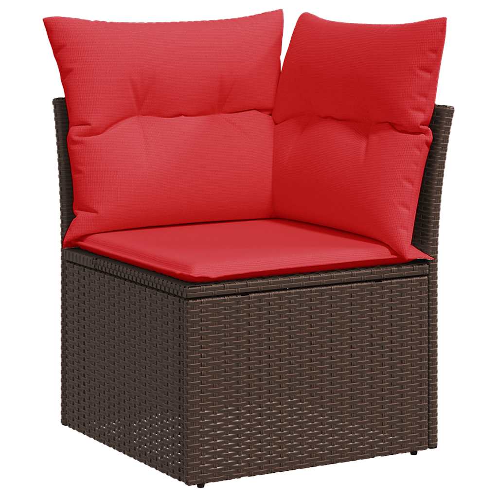 Vrtni set od 10 dijelova s jastucima, smeđi poliratan, akacija