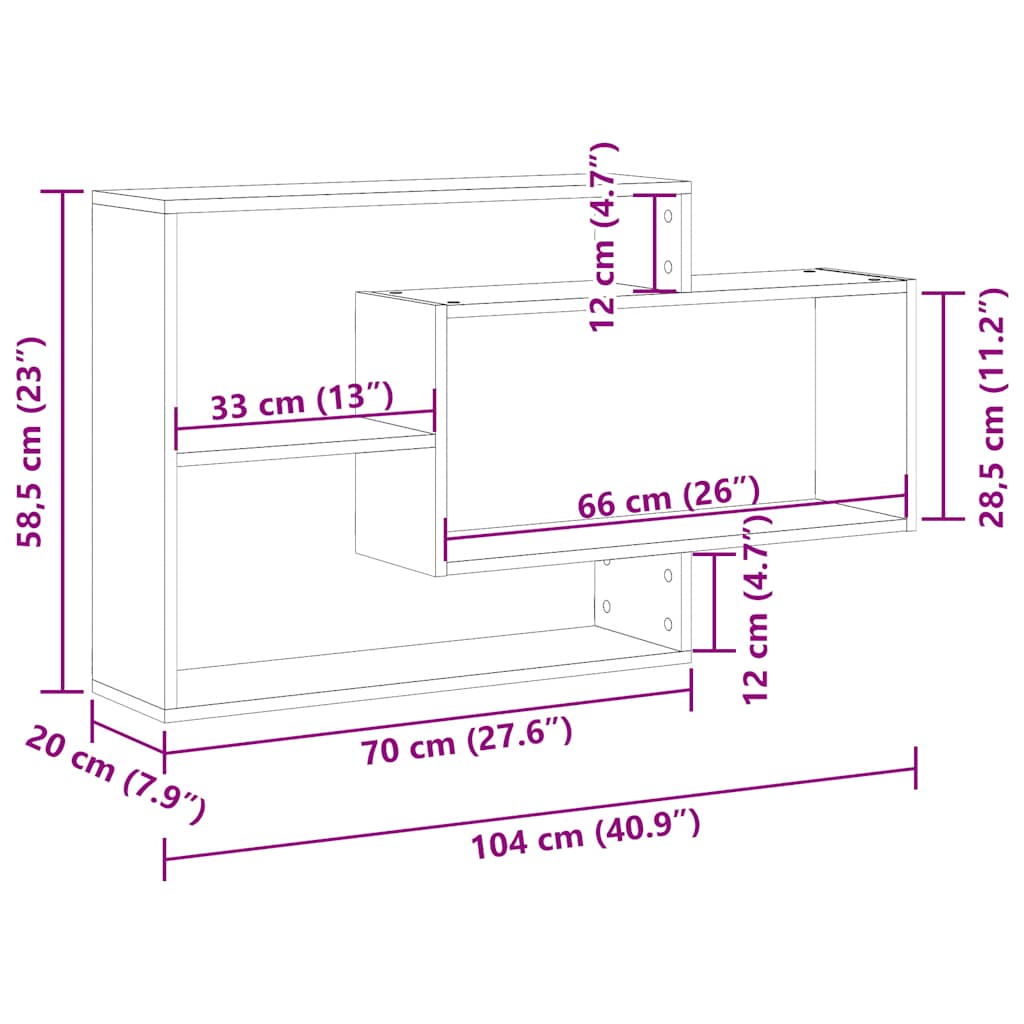 Zidna polica crni hrast 104x20x58,5 cm inženjerski drvo