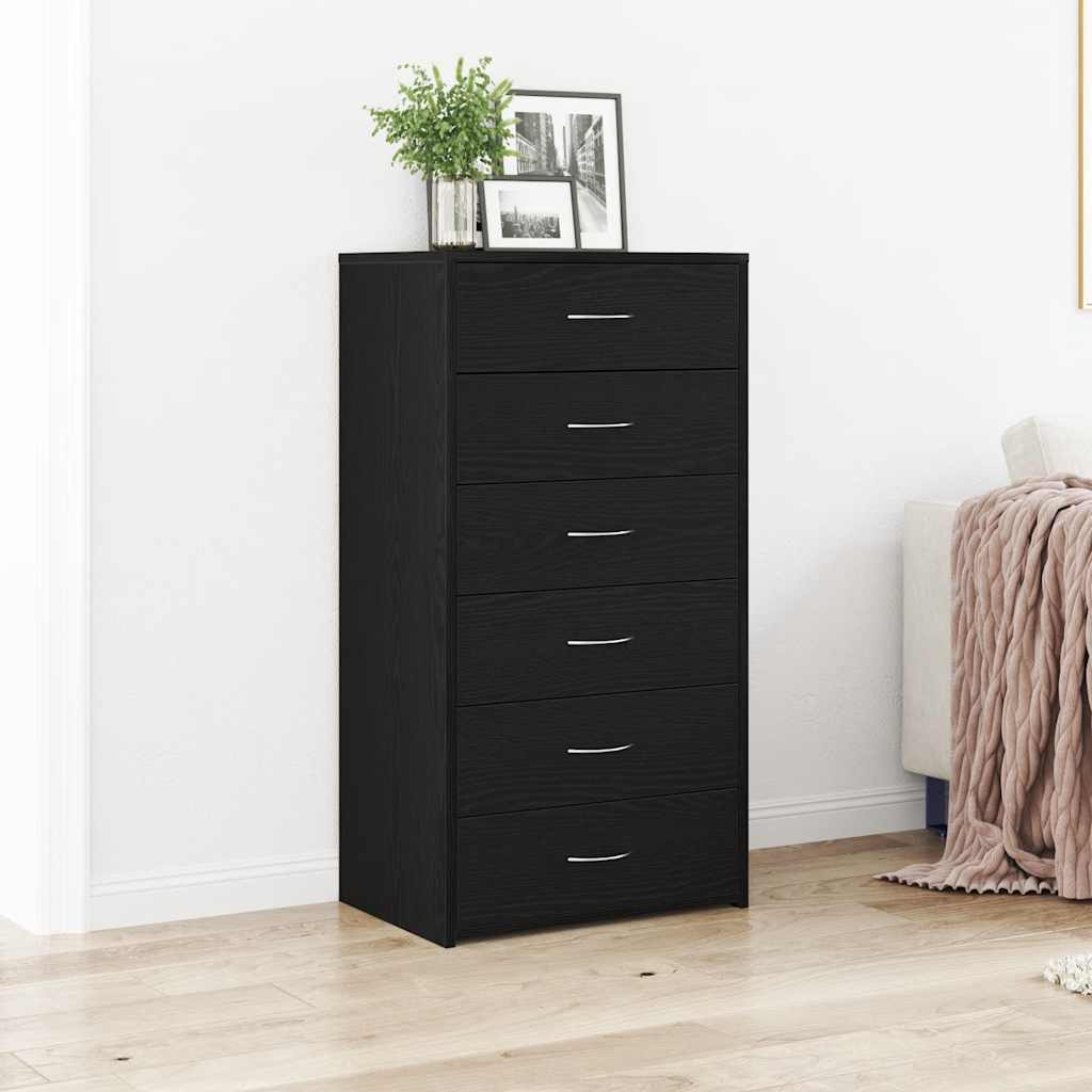 Komoda sa 6 ladica crni hrast 50x34x96 cm inženjersko drvo