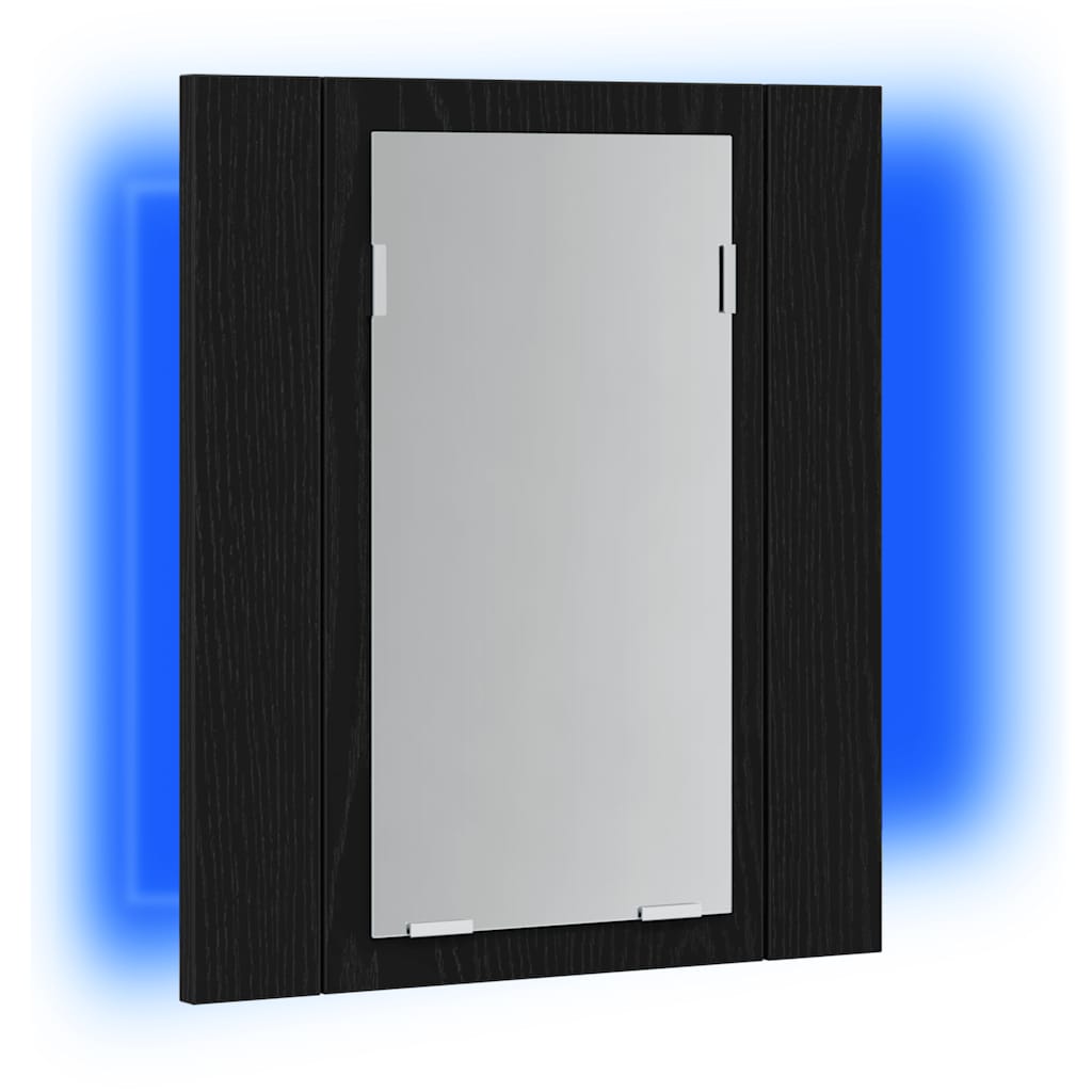 LED kupaonski ormarić s ogledalom crni hrast 40x12x45 cm inženjerski drvo