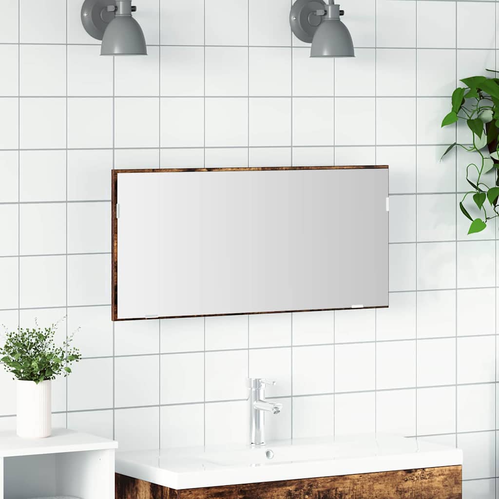 Ogledalo Zidne Smeđa 80 x 37 cm Staklo i inženjerski drvo
