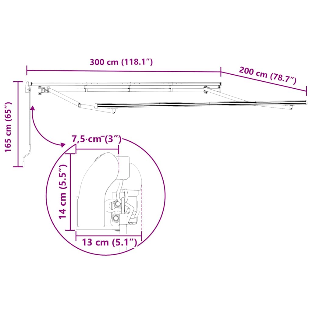 Skrovita tenda Smeđa 300 x 200 cm tkanina