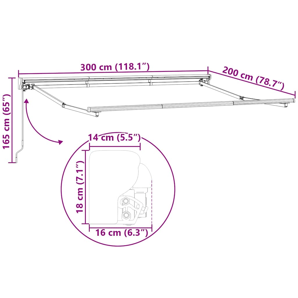 Okvir tende Bijeli 300 x 200 cm Poliester s PU premazom