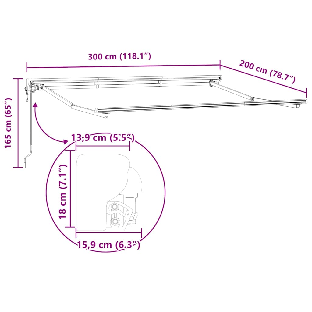 Okvir tende Bijeli 300 x 200 cm Poliester s PU premazom