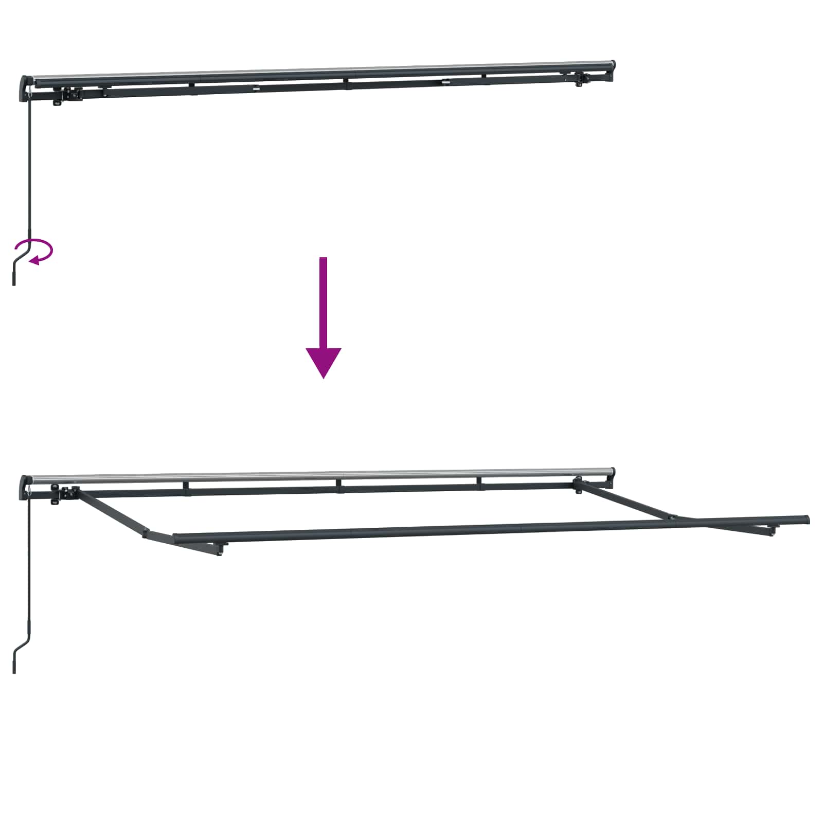 Skrovita tenda Antracit 400 x 200 cm tkanina
