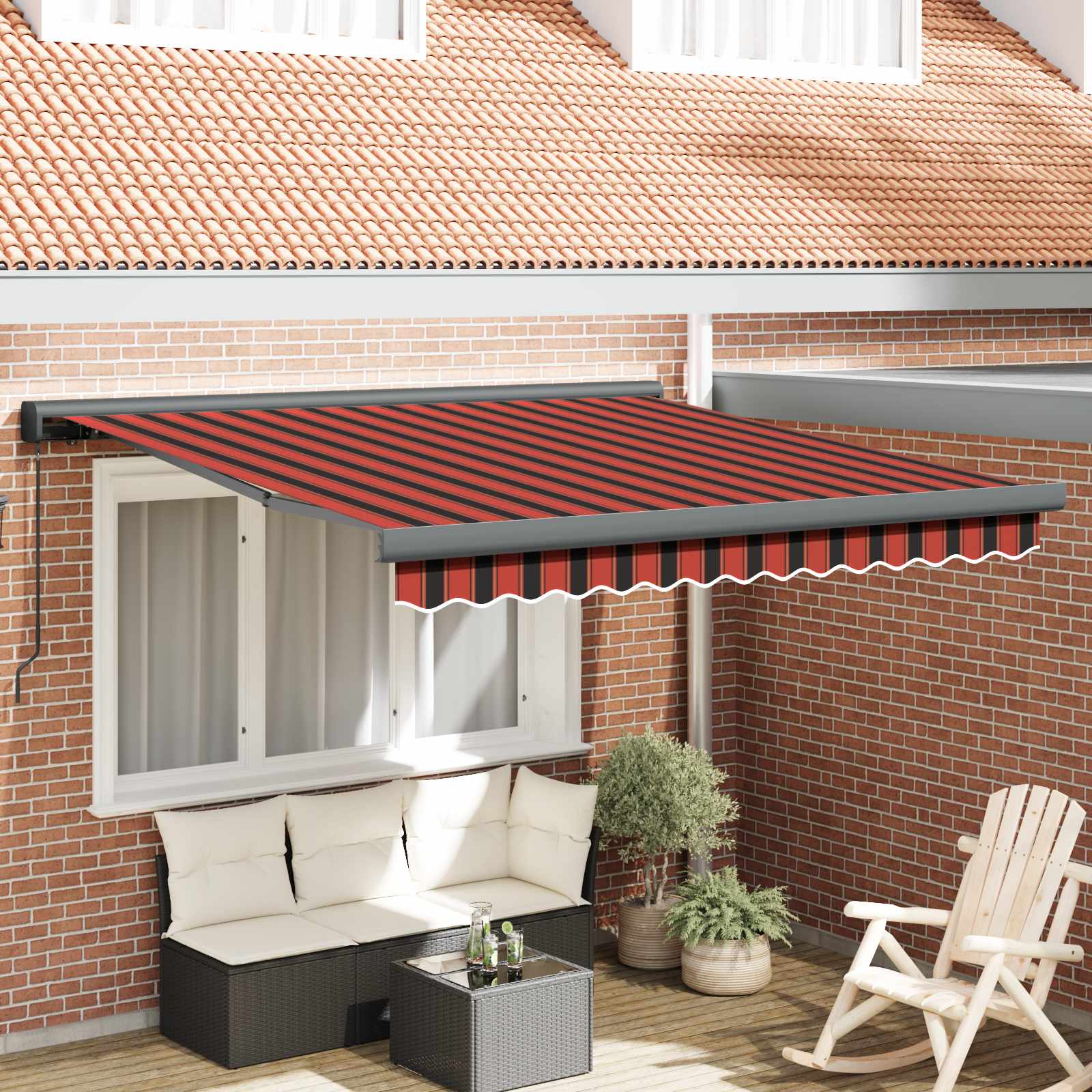 Povlačivi tende Crvena i Crna 300 x 250 cm Platno i Aluminij