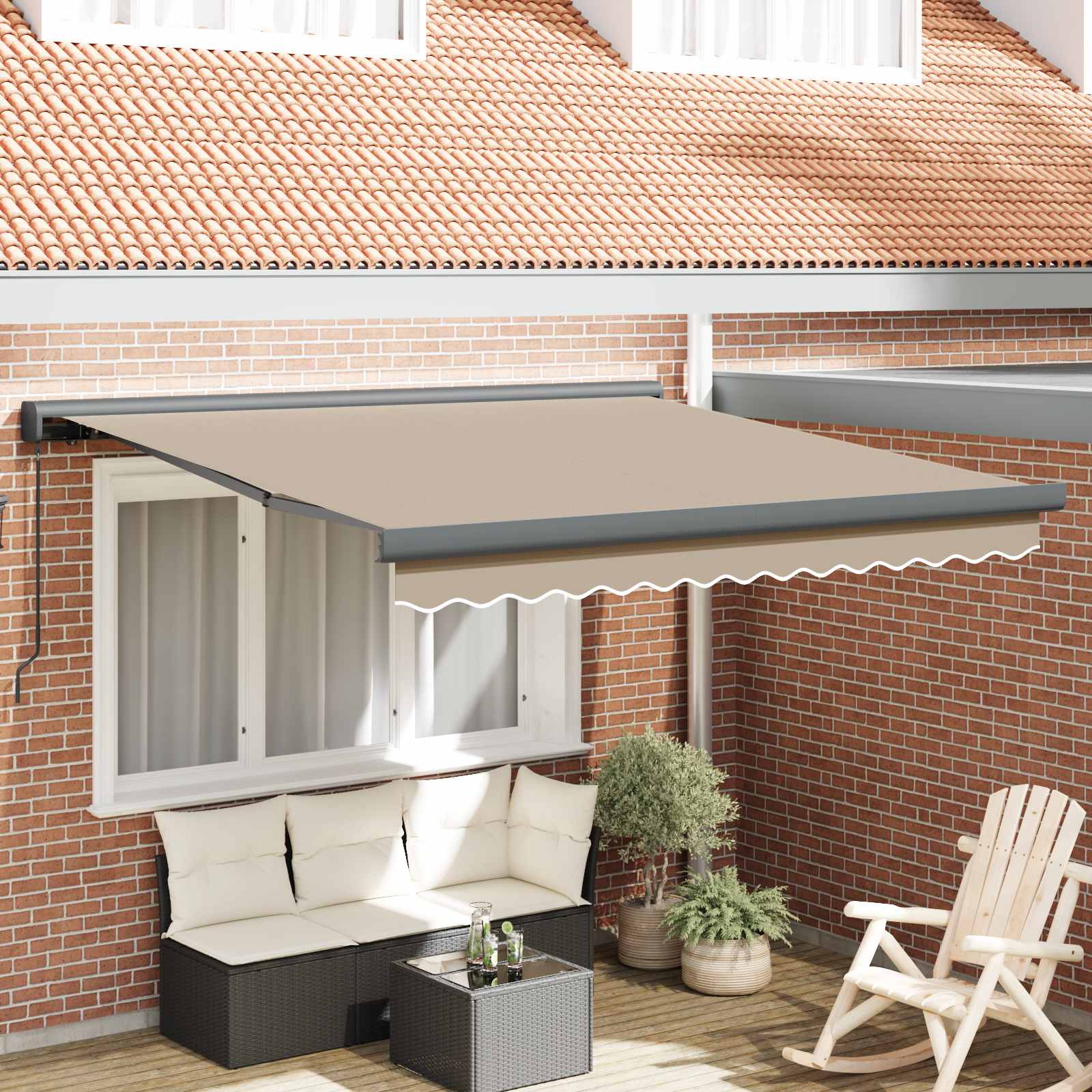 Povlačivi tende Bež 300 x 250 cm Platno i Aluminij