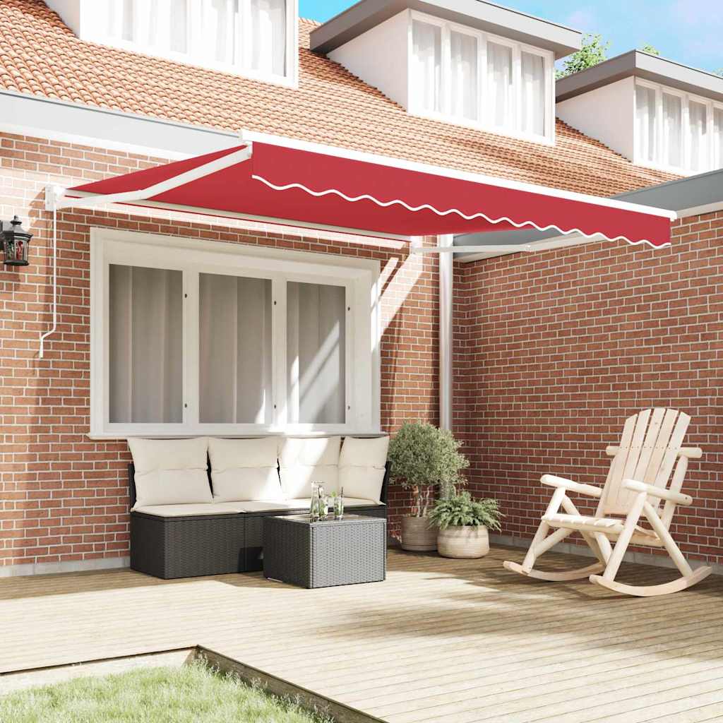 Skrovita tenda Crvena 300 x 250 cm Poliester i aluminij