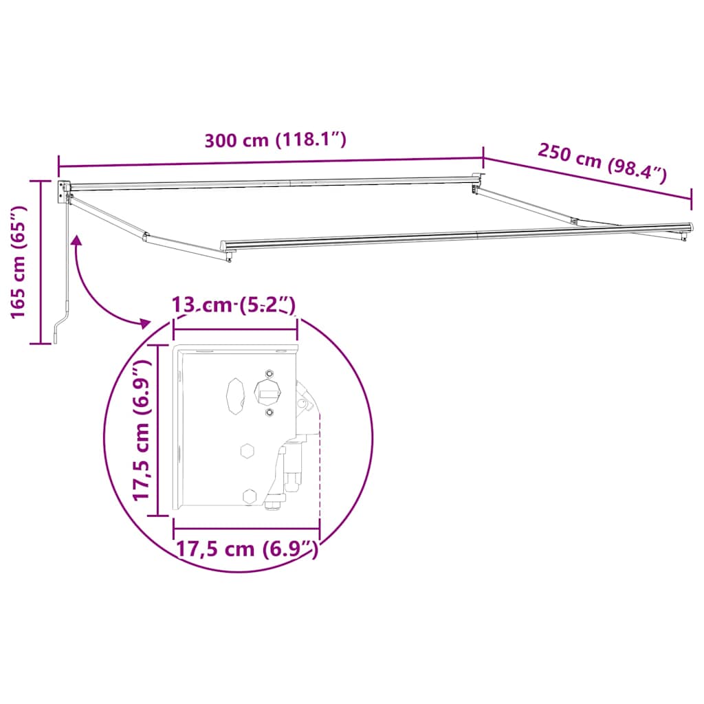 Skrovita tenda Crvena 300 x 250 cm Poliester i aluminij