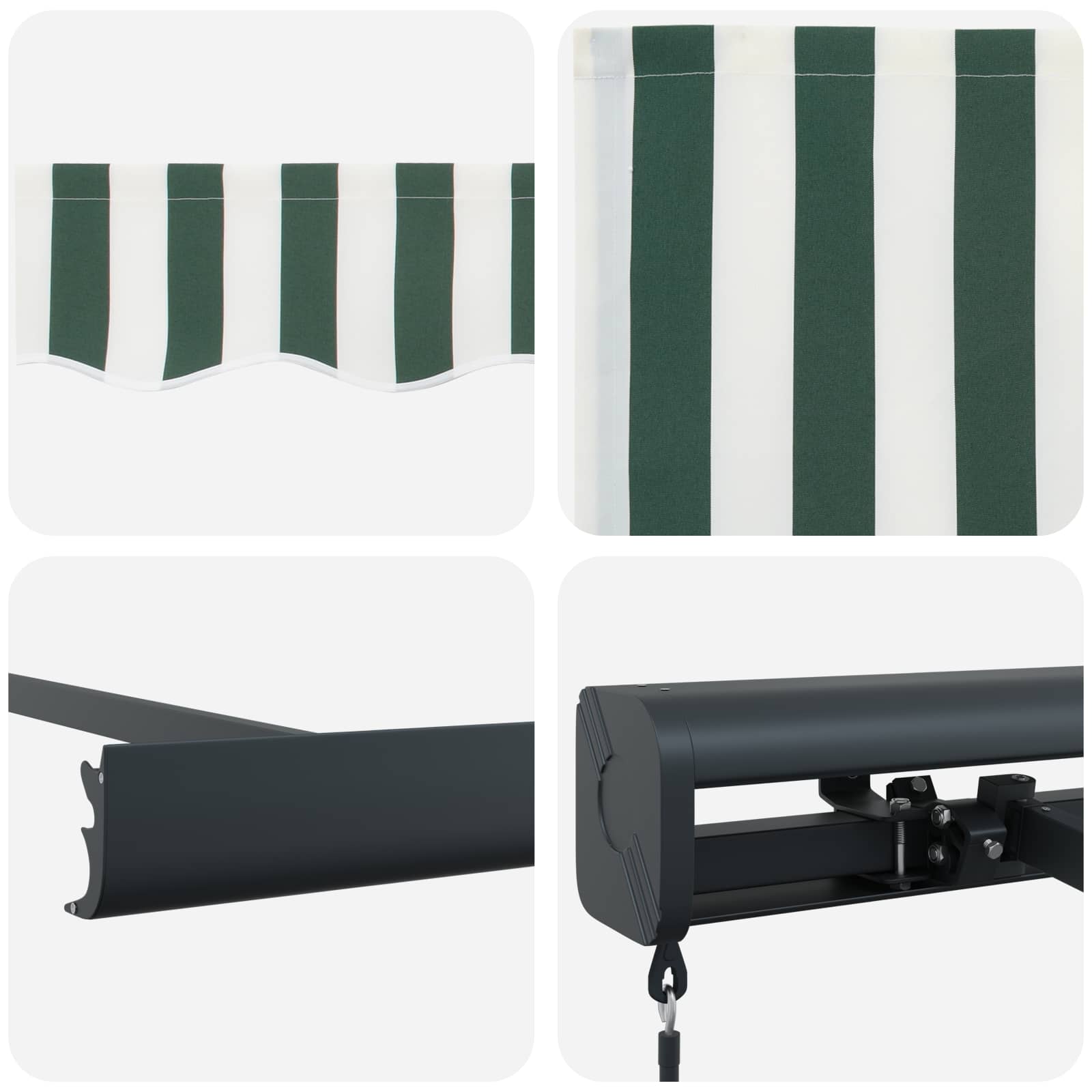 Povlačivi tende Zelena i bijela 300 x 250 cm Platno i Aluminij
