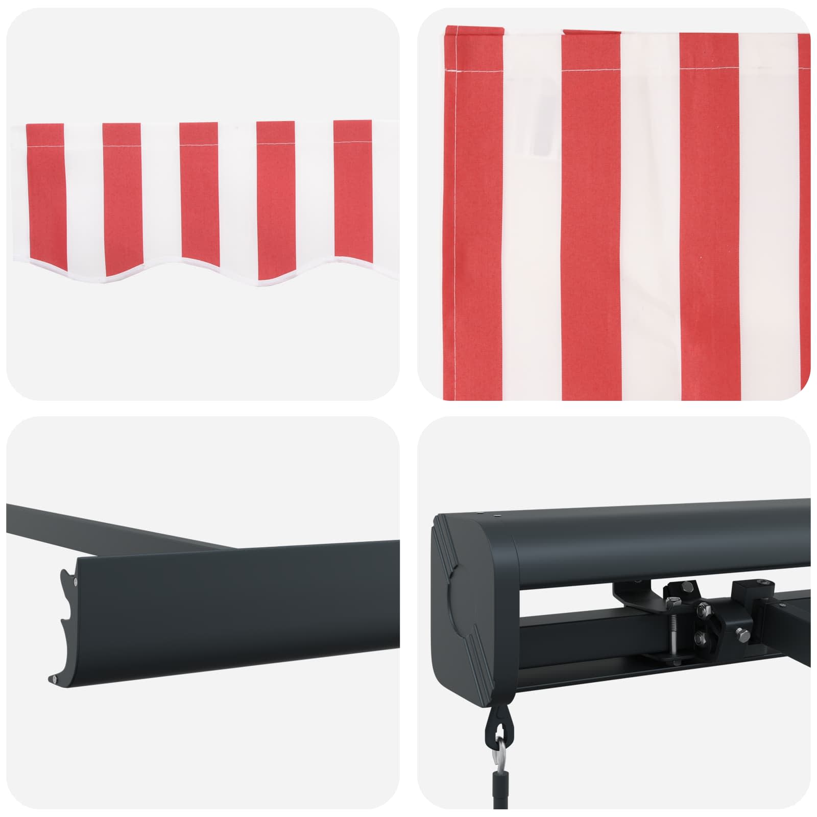 Povlačivi tende Crvena i bijela 350 x 250 cm Platno i Aluminij