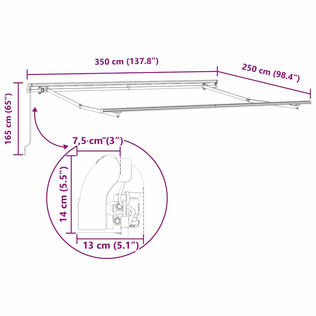 Povlačivi tende Šareni 350 x 250 cm Poliester i aluminij