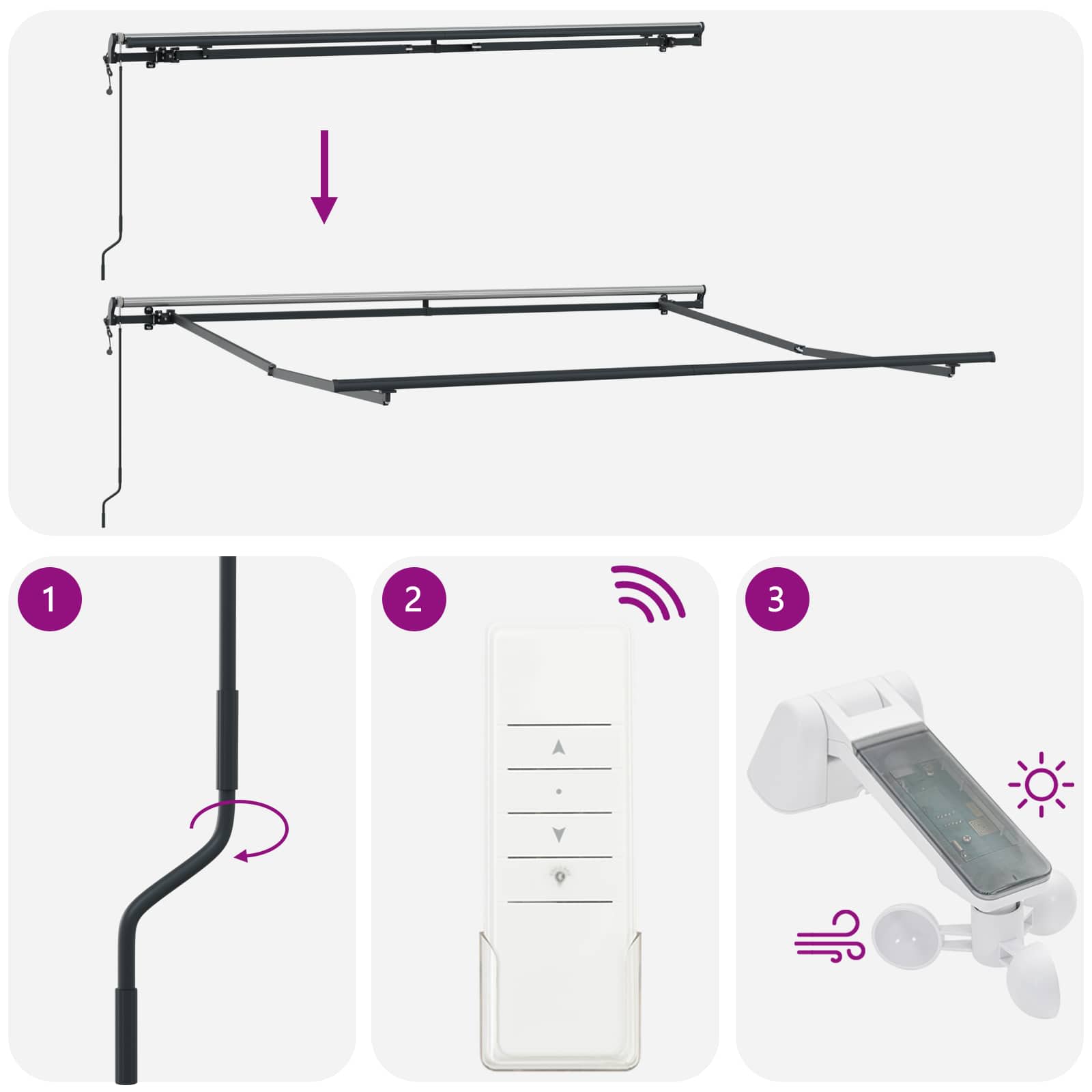 Povlačivi tende Šareni 350 x 250 cm Tkanina i Aluminij