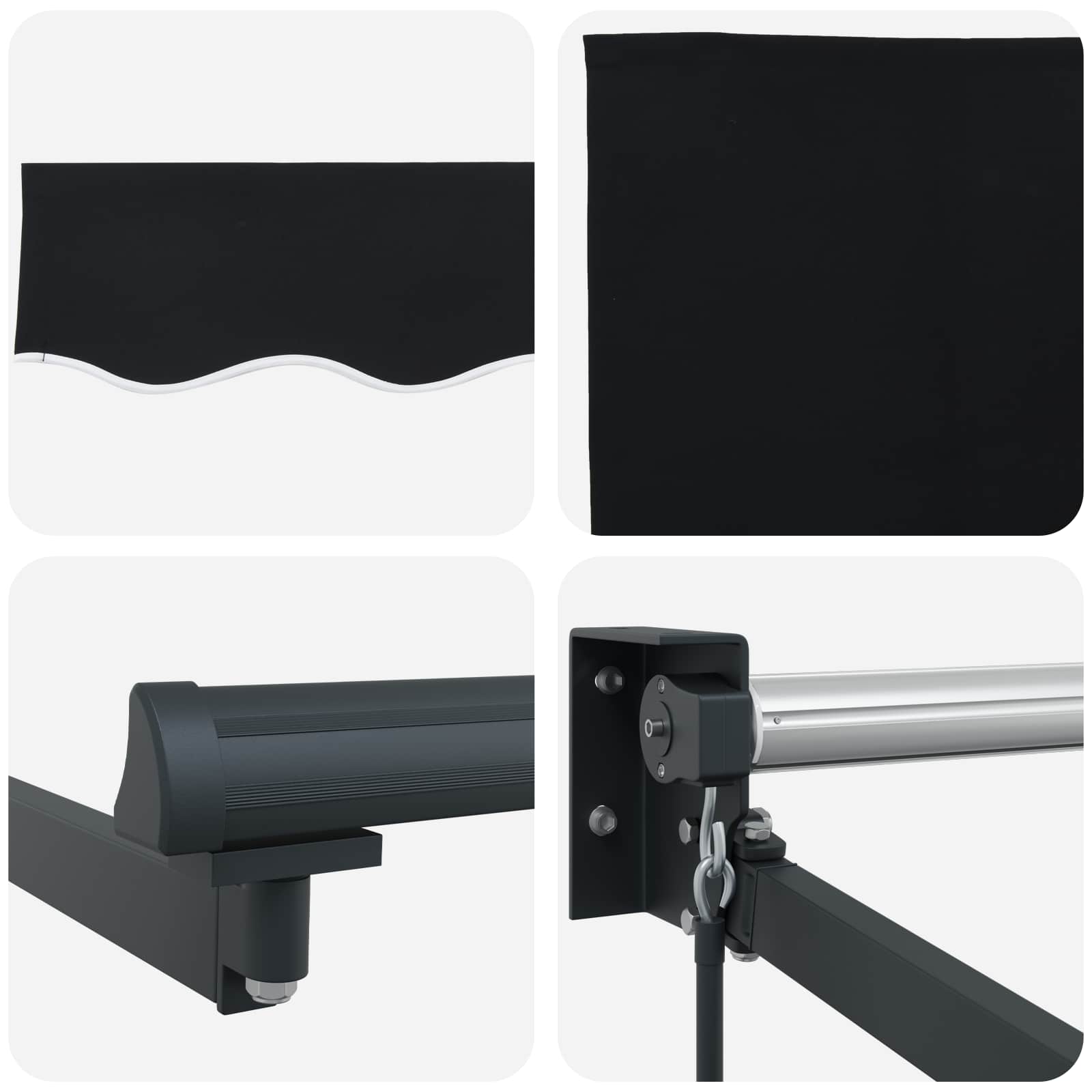 Povlačivi tende Crna 350 x 250 cm 100% Poliester i Aluminij