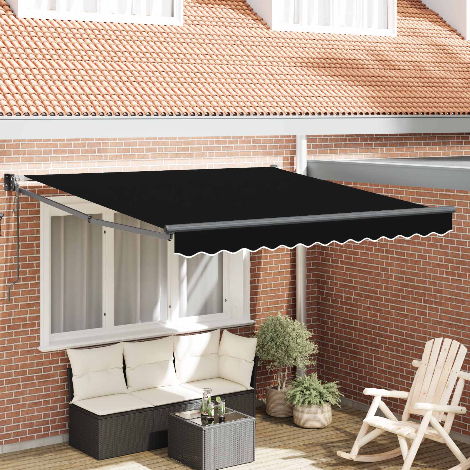 Nadstrešnica Crna 350 x 250 cm Poliester i metal