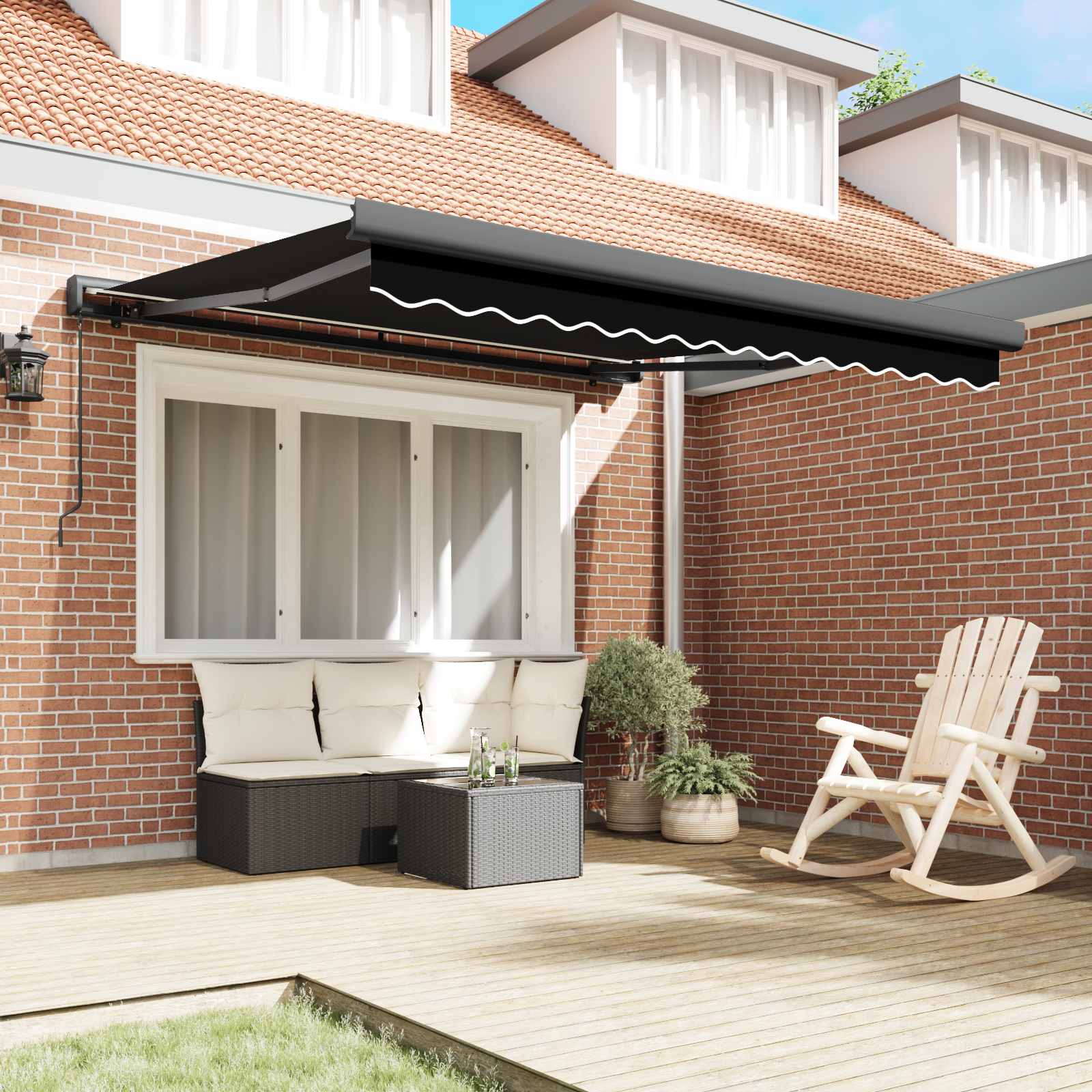 Povlačivi tende Crna 350 x 250 cm Platno i Aluminij