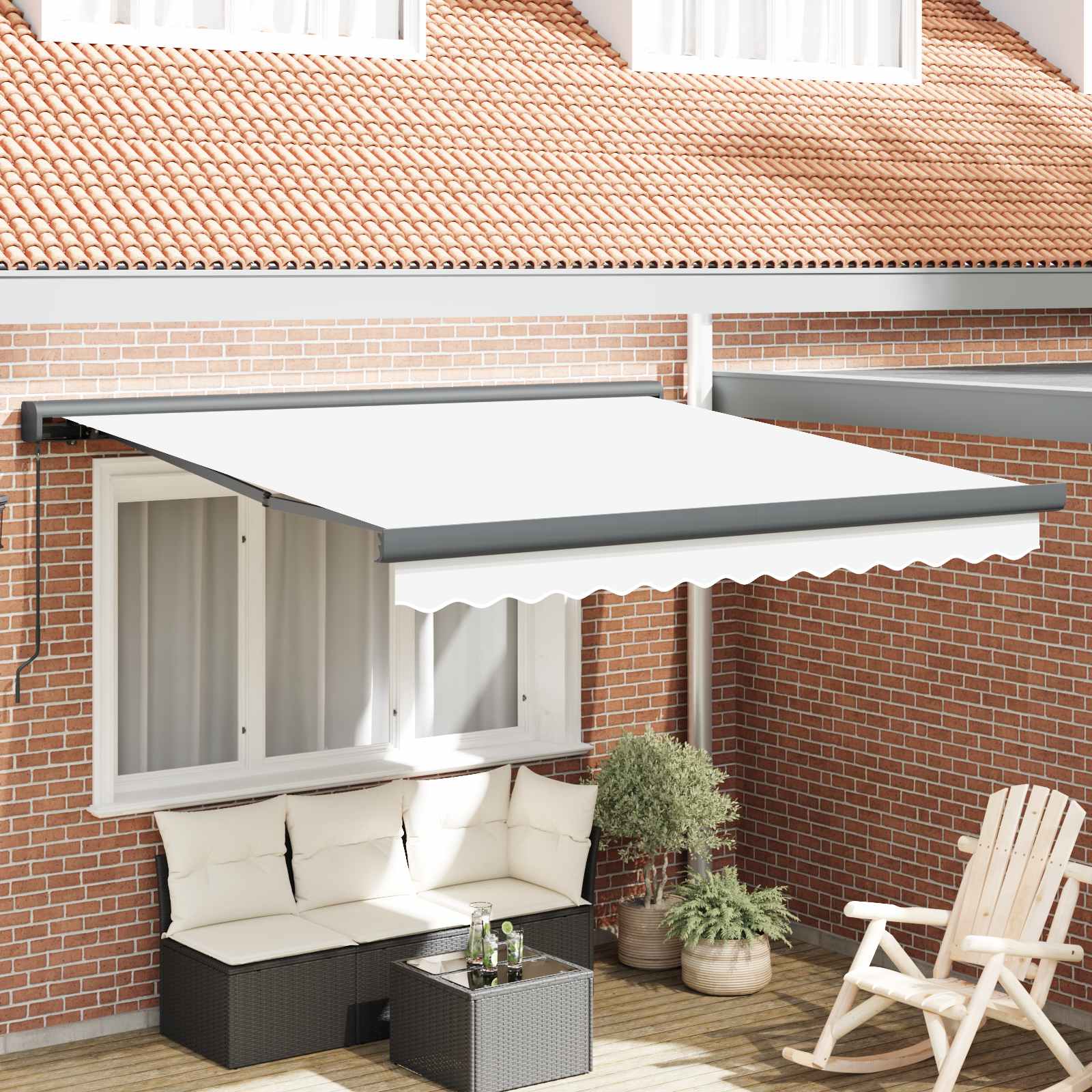 Povlačivi tende Bijela 350 x 250 cm Platno i Aluminij