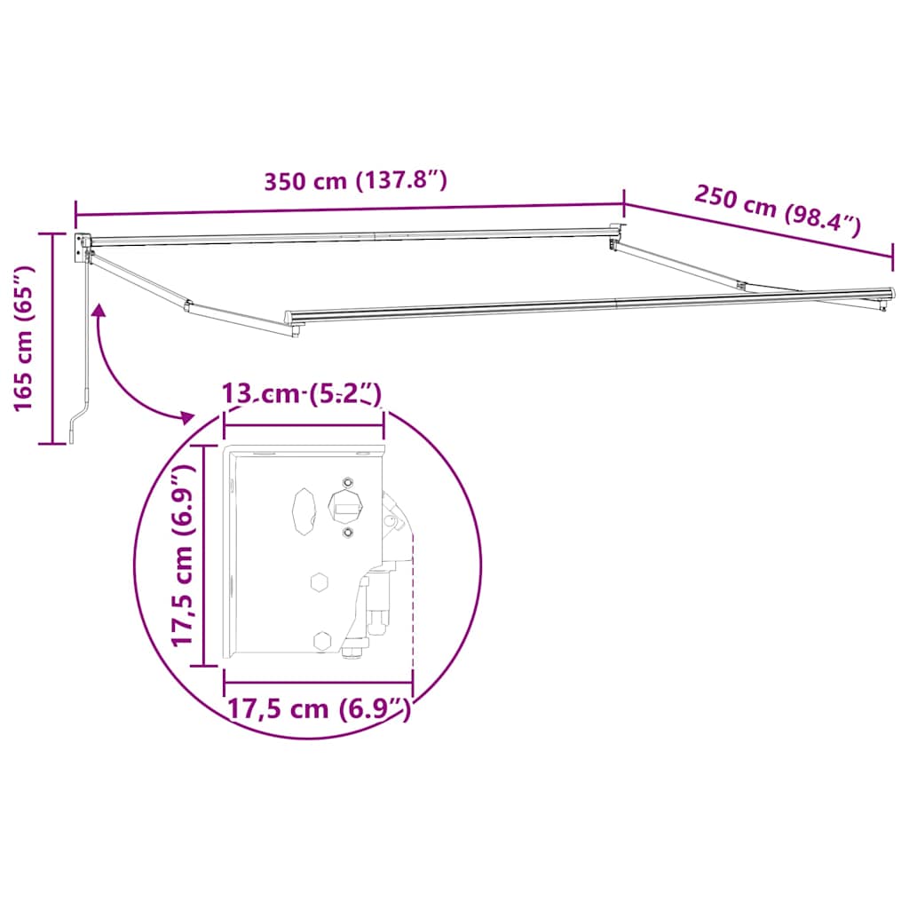 Povlačivi tende Zelena i bijela 350 x 250 cm