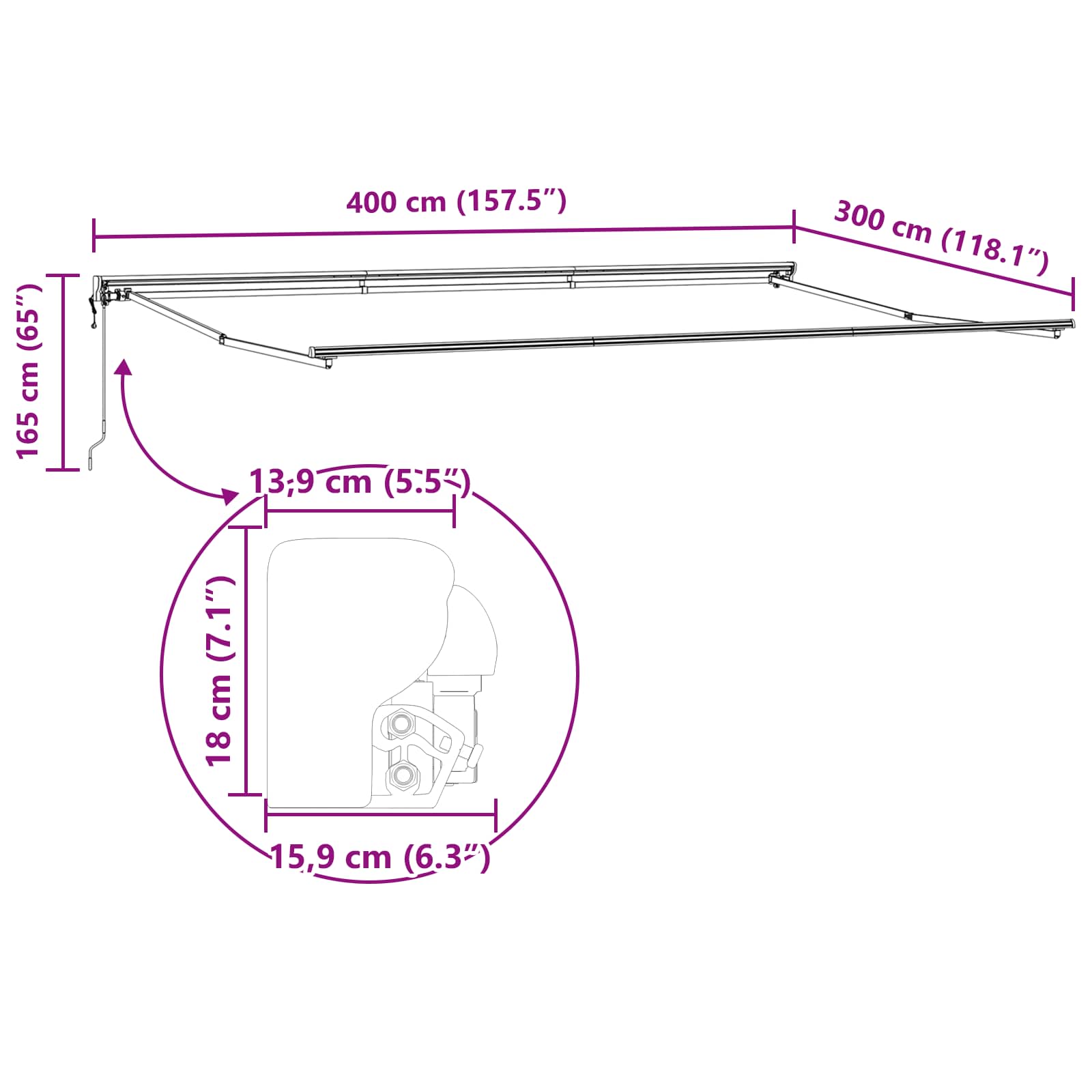 Okvir tende Šareni 400 × 300 cm Poliester s PU premazom