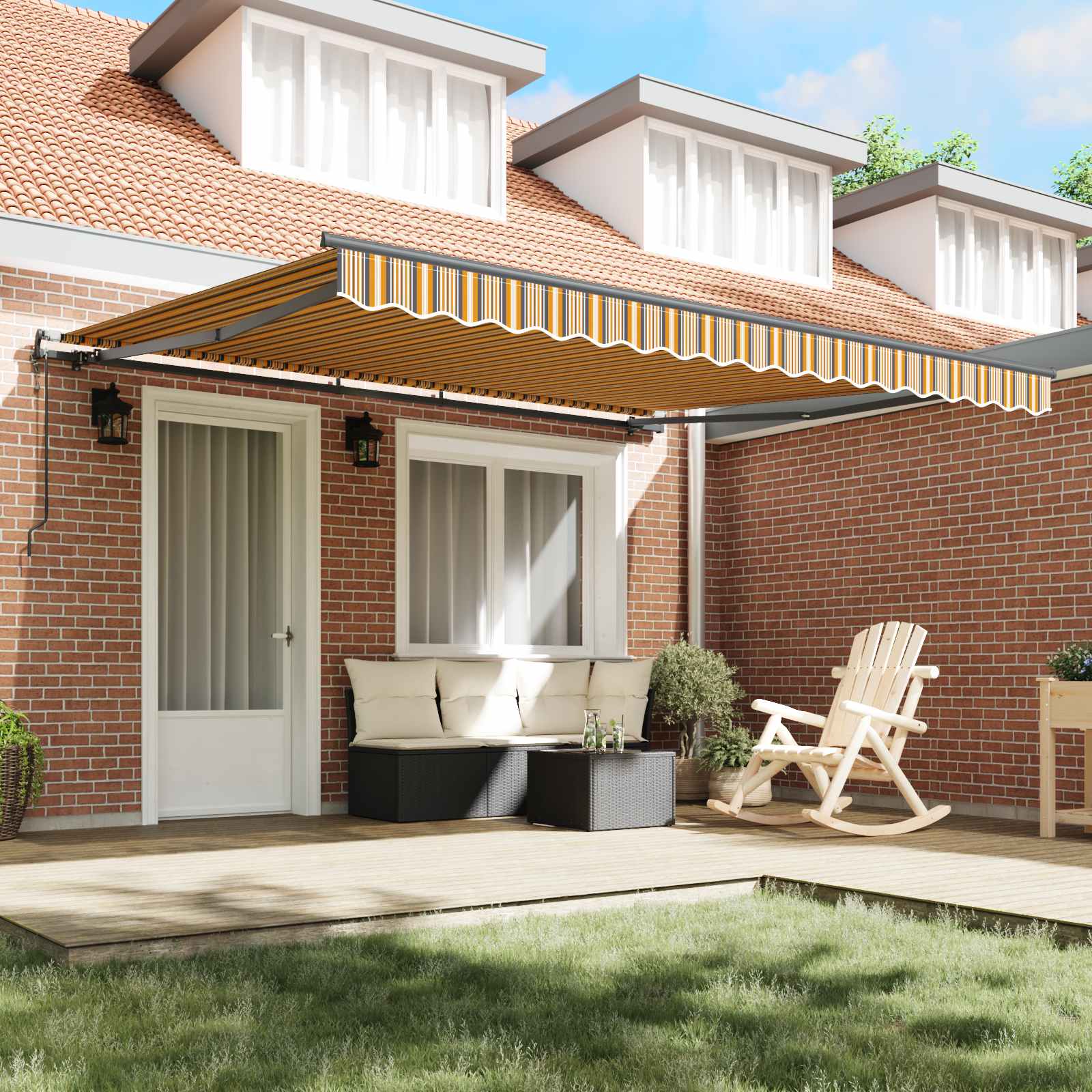 Povlačivi tende Šareni 400 × 300 cm Tkanina i Aluminij