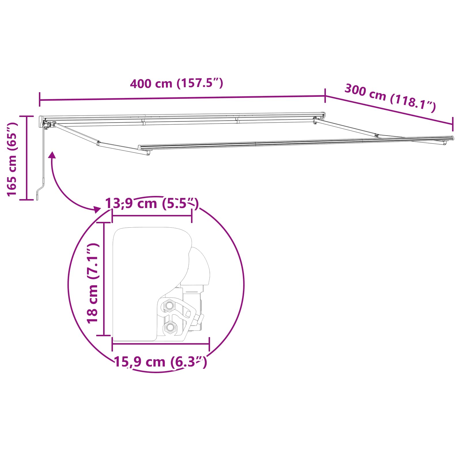 Okvir tende Žuta i Siva 400 × 300 cm Poliester s PU premazom