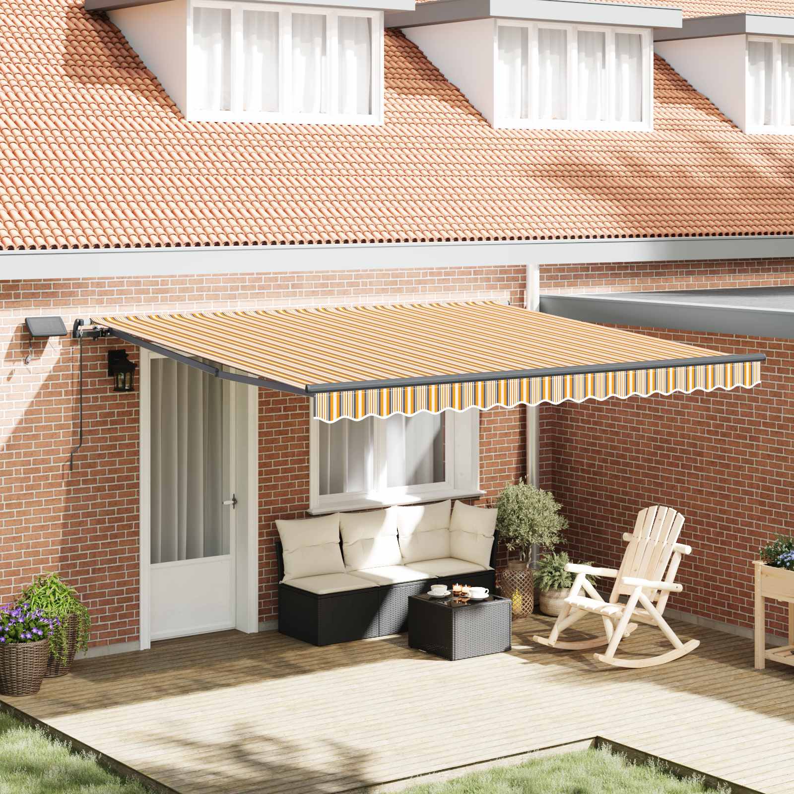 Povlačivi tende Šareni 400 × 350 cm Tkanina i Aluminij