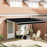 Skrovita tenda Crna 400 × 350 cm Poliester i metal