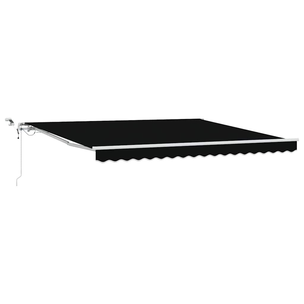 Skrovita tenda Crna 400 × 350 cm Poliester i metal
