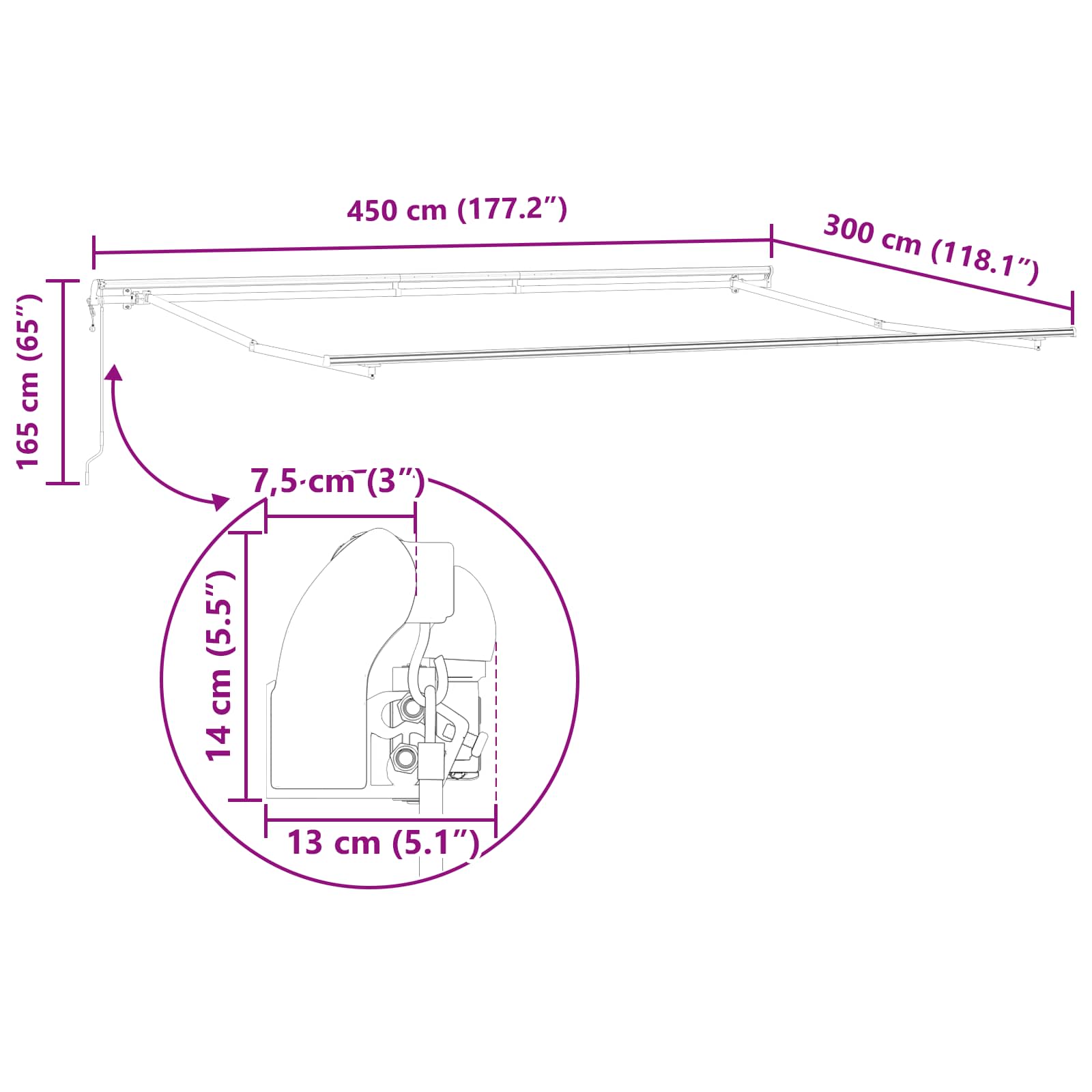 Povlačivi tende narančasta i smeđa 450 × 300 cm