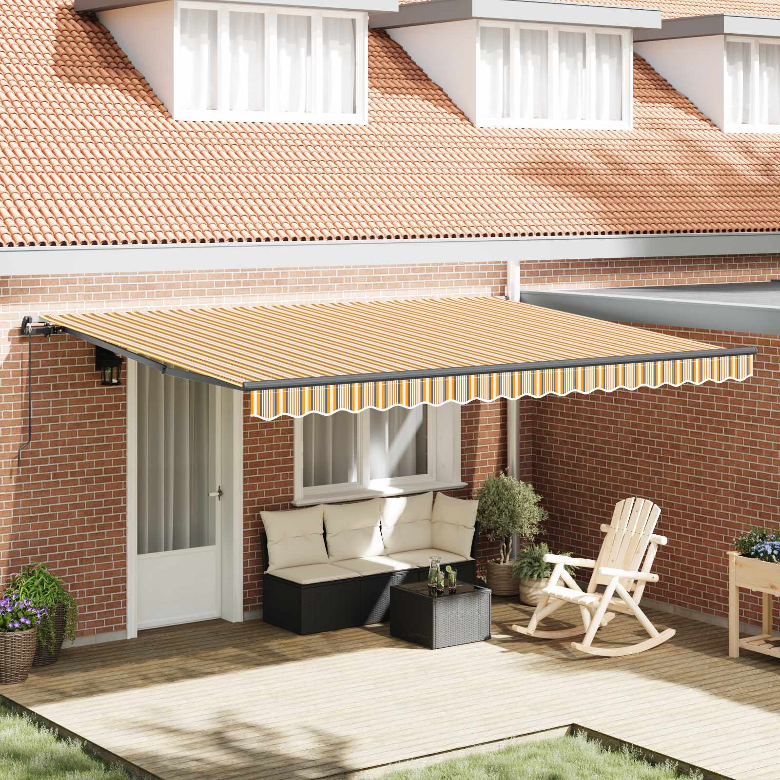Povlačivi tende Šareni 450 × 350 cm Poliester i aluminij