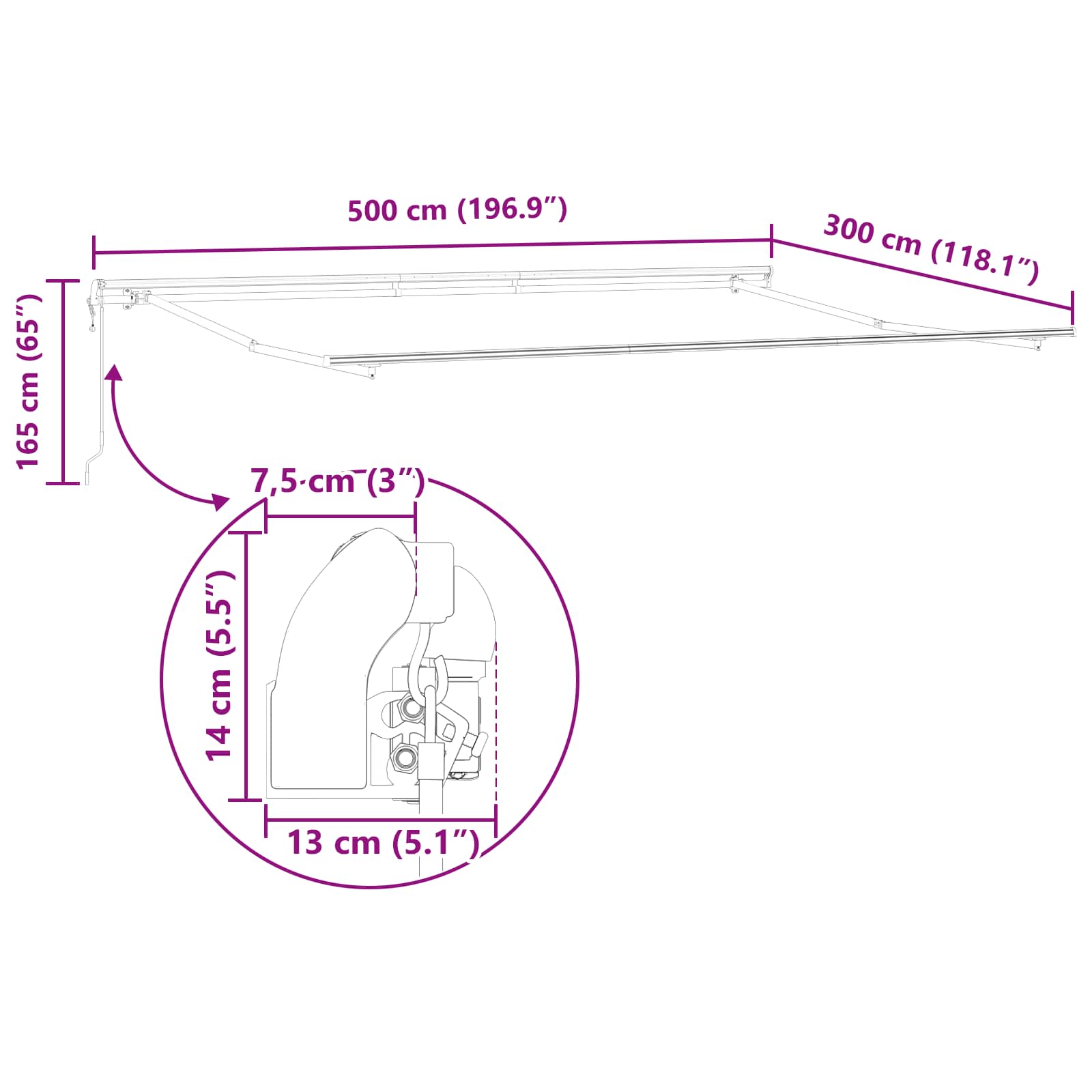Povlačivi tende narančasta i smeđa 500 × 300 cm