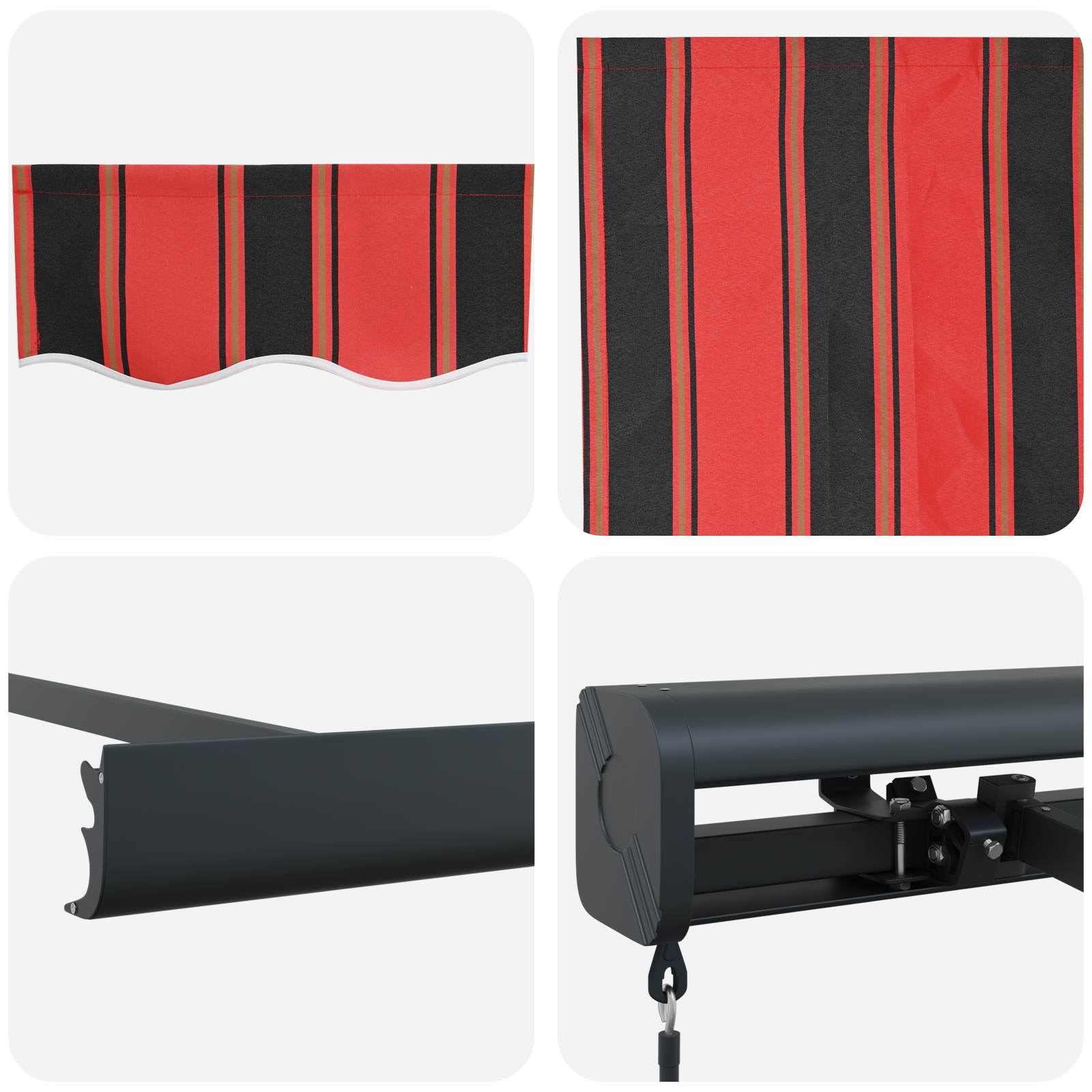 Povlačivi tende Crvena i Crna 500 × 300 cm Platno i Aluminij