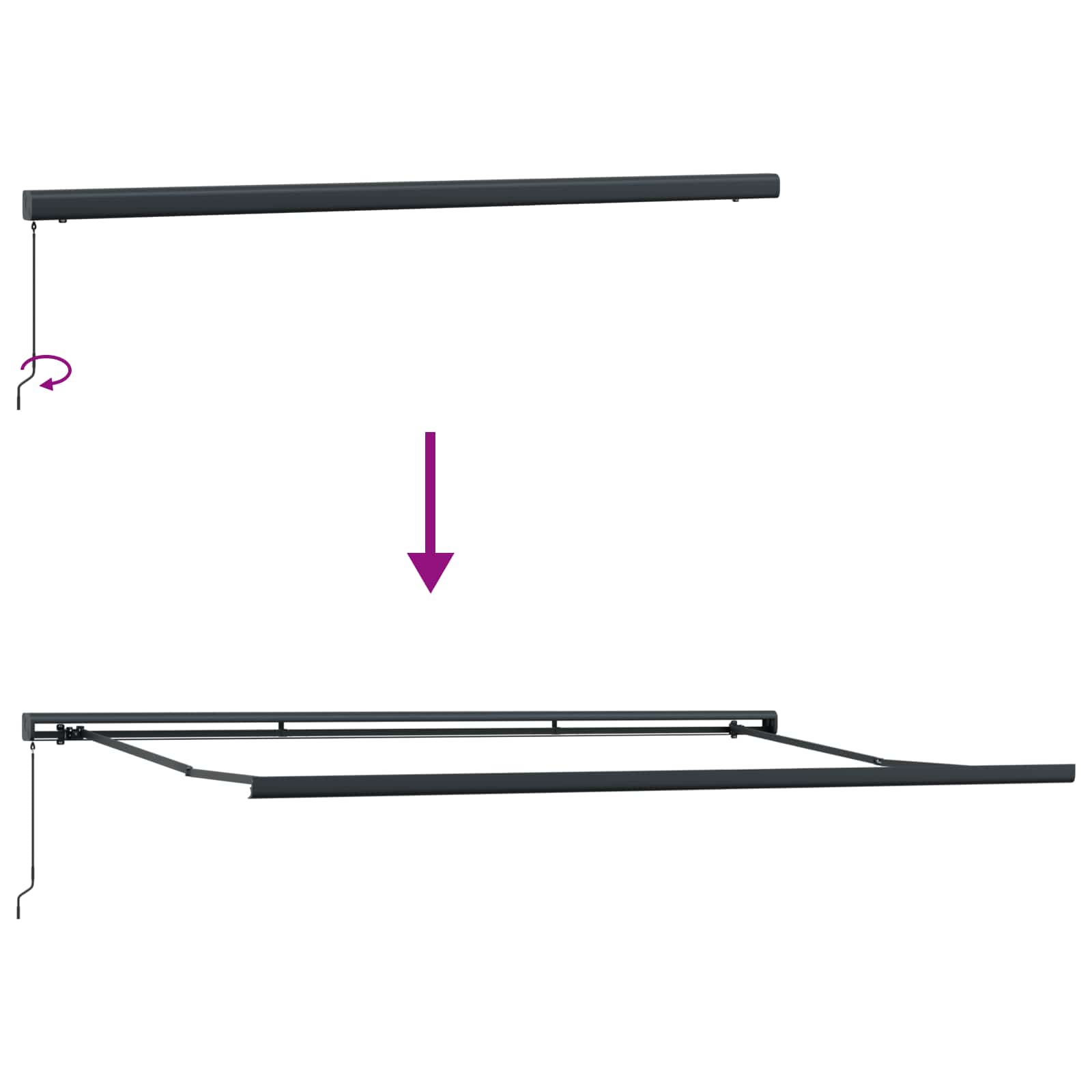 Povlačivi tende Crvena i Crna 500 × 300 cm Platno i Aluminij