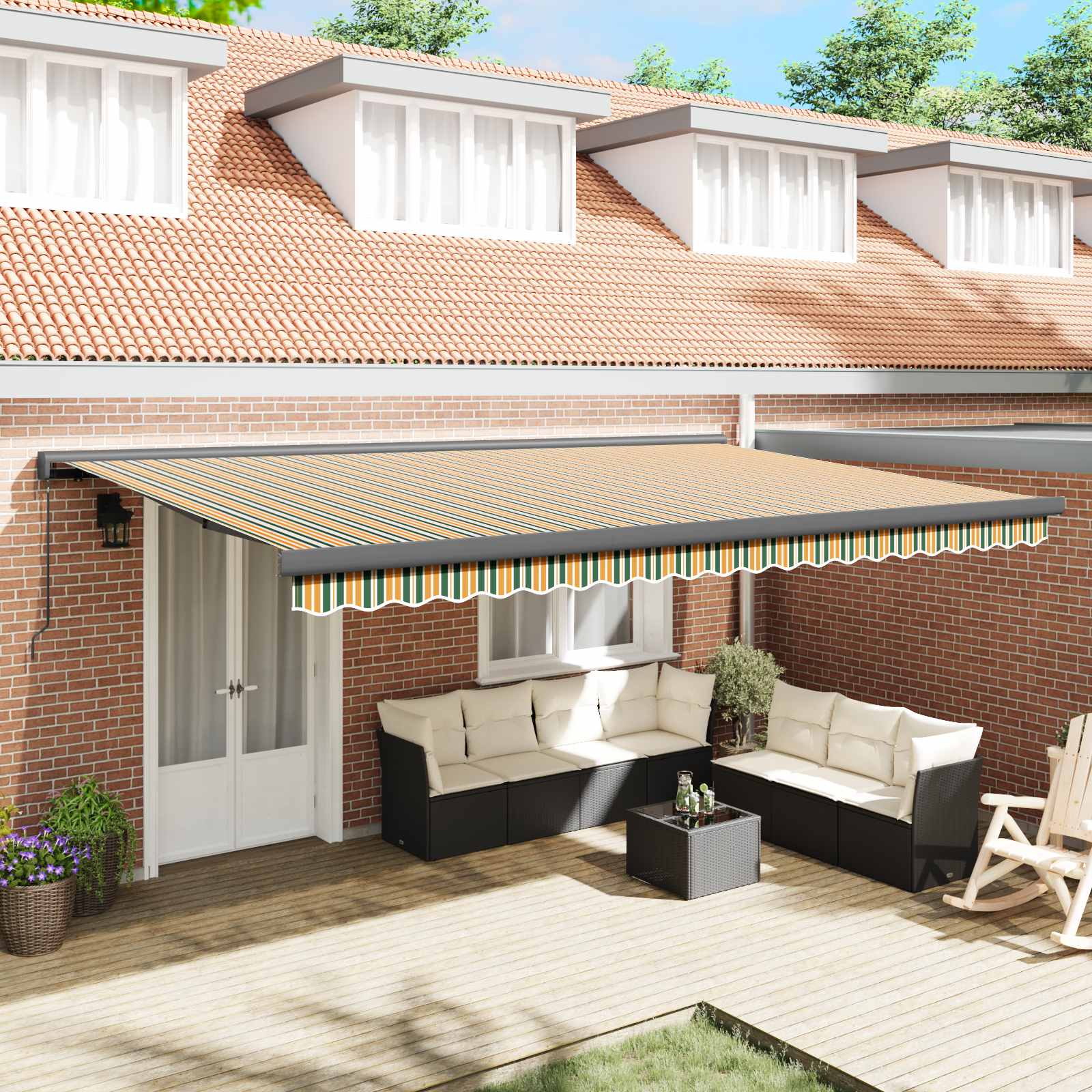 Povlačivi tende Zelena i žuta 500 × 300 cm Platno i Aluminij