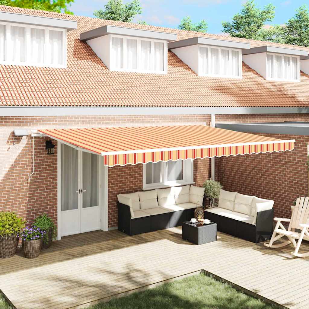 Skrovita tenda Žuta i narančasta 500 × 350 cm Tkanina i čelik