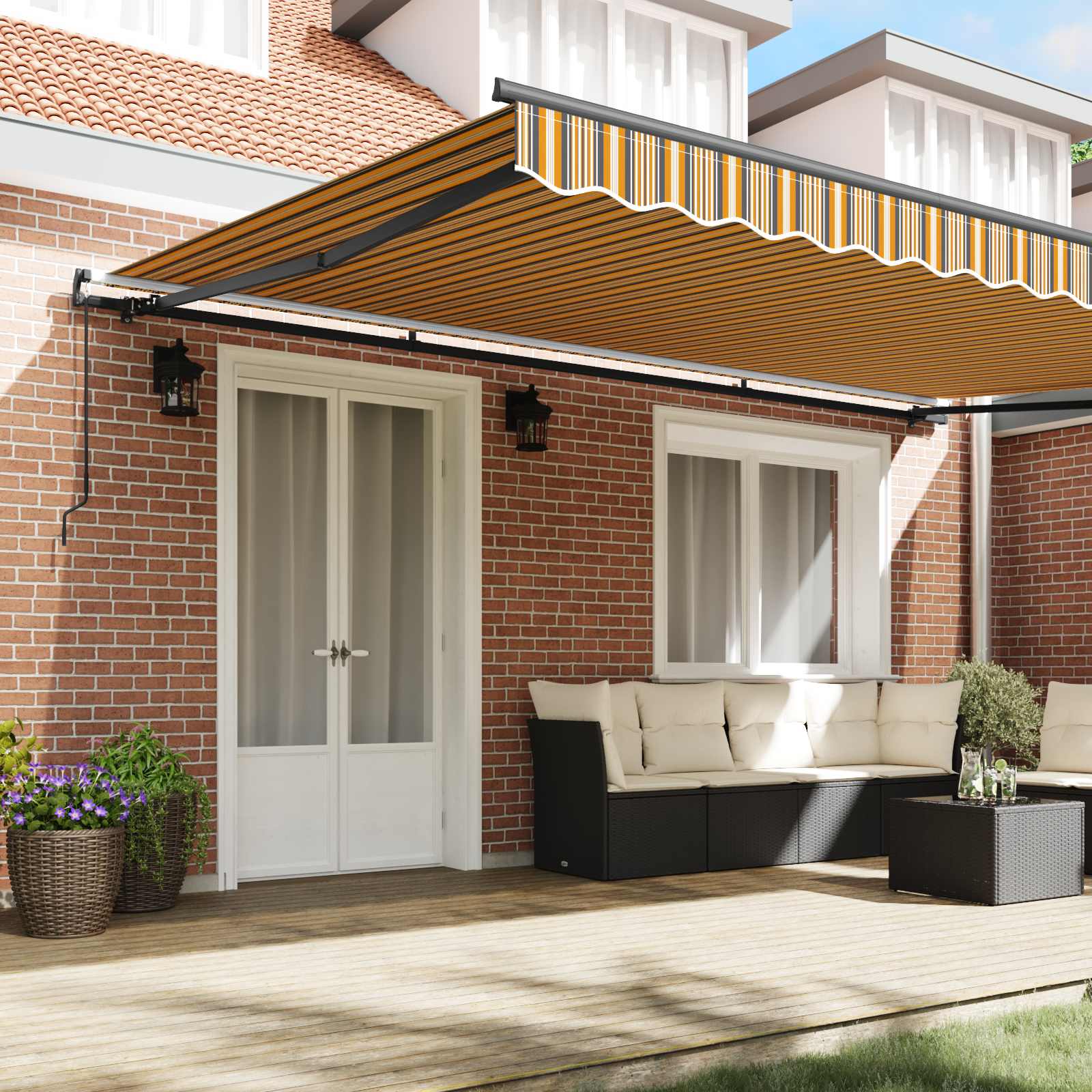 Povlačivi tende Šareni 500 × 350 cm Poliester i aluminij