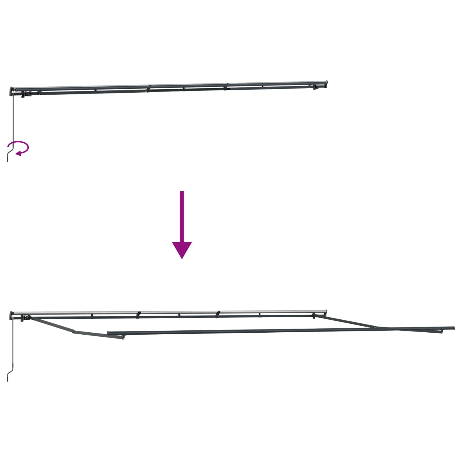 Skrovita tenda Crvena i bijela 600 × 300 cm Poliester i čelik