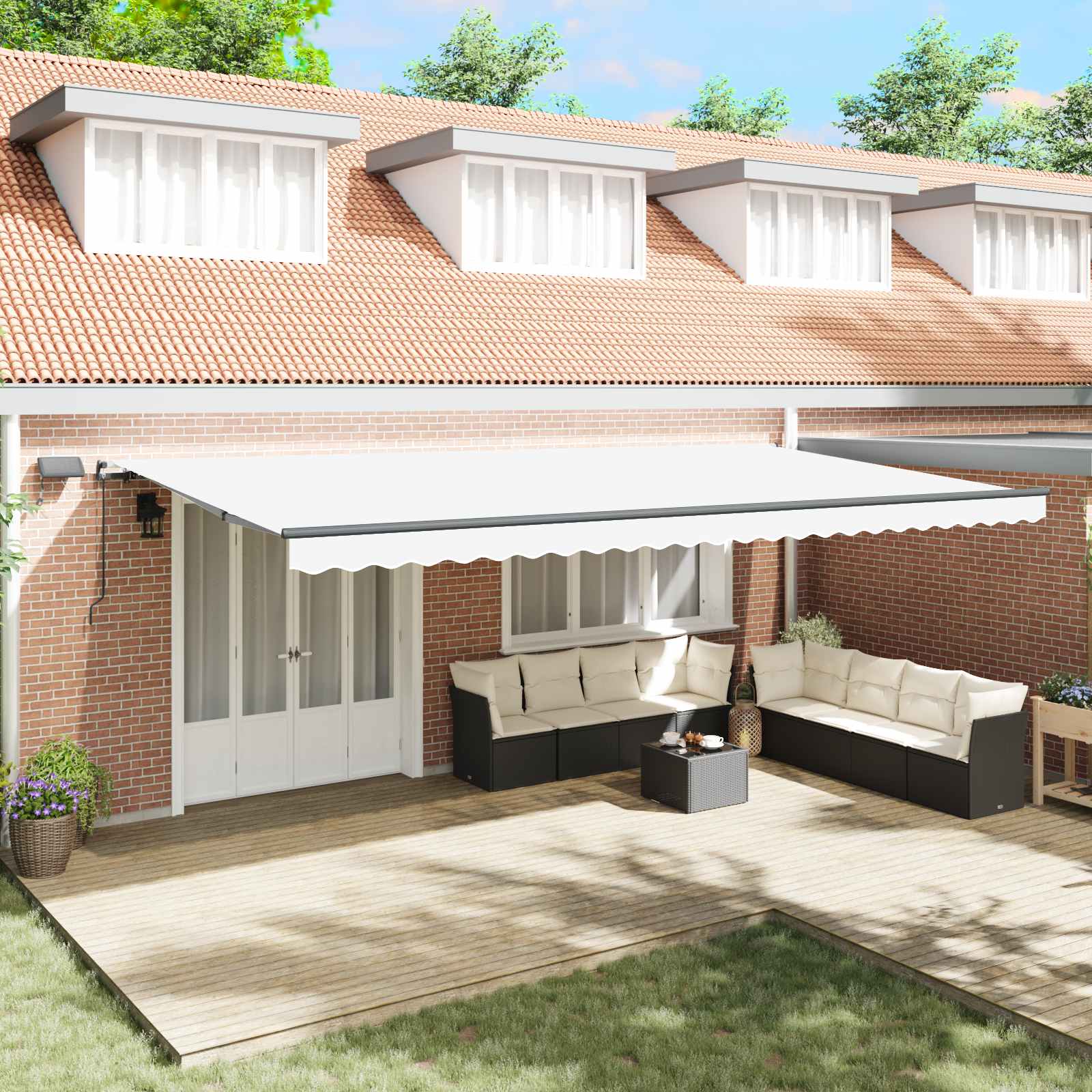 Povlačivi tende Bijela 600 × 300 cm Tkanina i Aluminij