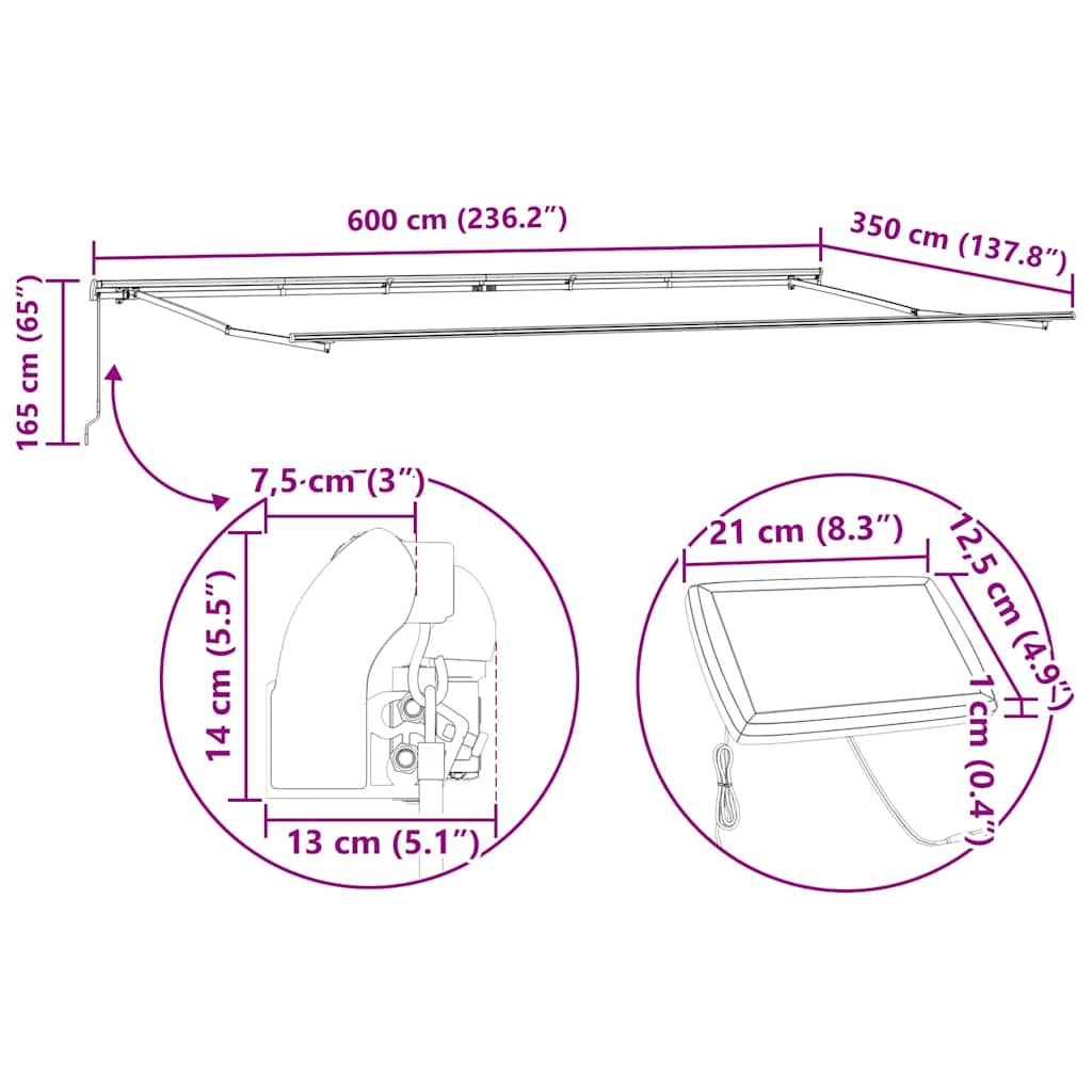 Skrovita tenda Žuta i narančasta 600 × 350 cm Tkanina i čelik