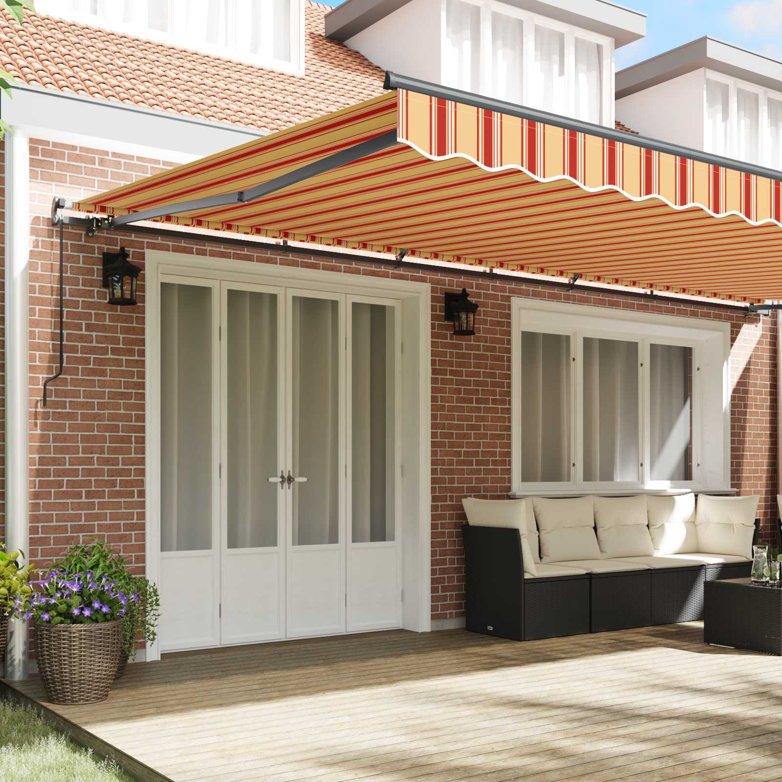 Skrovita tenda Žuta i narančasta 600 × 350 cm Poliester i čelik