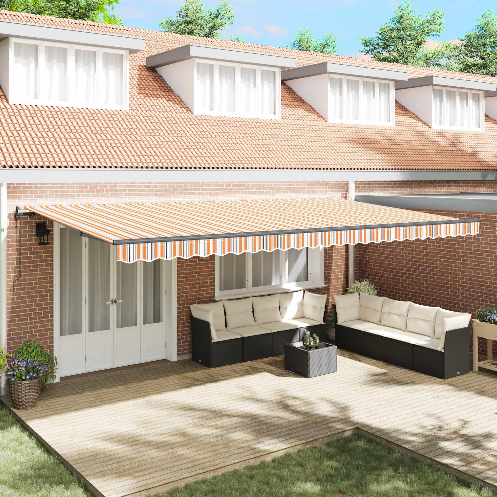 Povlačivi tende Šareni 600 × 350 cm Tkanina i Aluminij